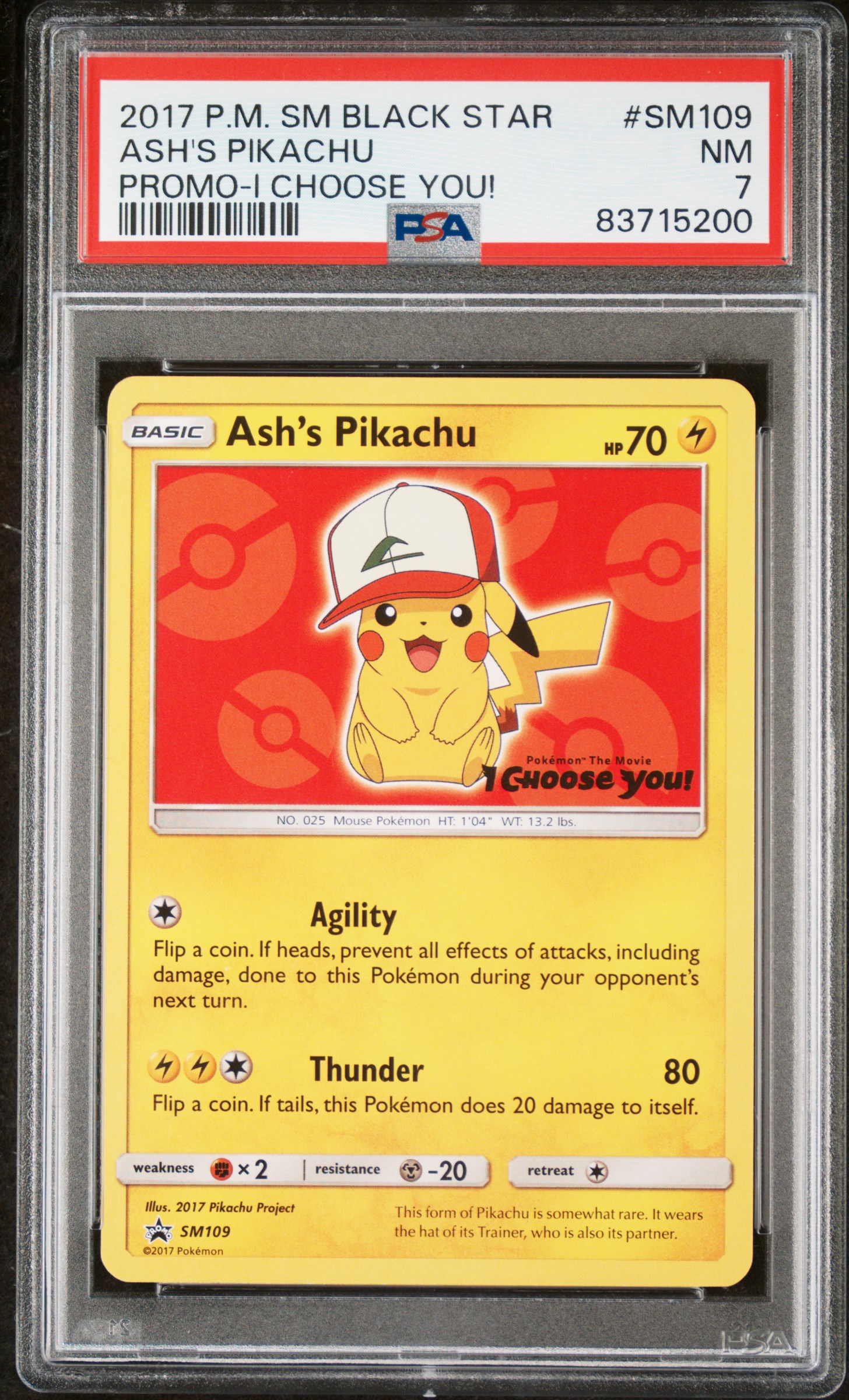 2017 POKEMON SM BLACK STAR PROMO #SM109 ASH'S PIKACHU PROMO-I CHOOSE YOU!
