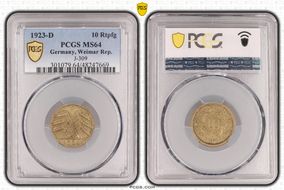 1923-D 10 Rtpfg J-309 MS64