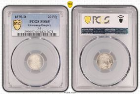 1875-D 20 Pfg J-5 MS65
