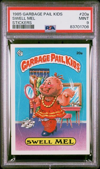 1985 Topps GARBAGE PAIL KIDS STICKERS GLOSSY #20A Swell Mel front