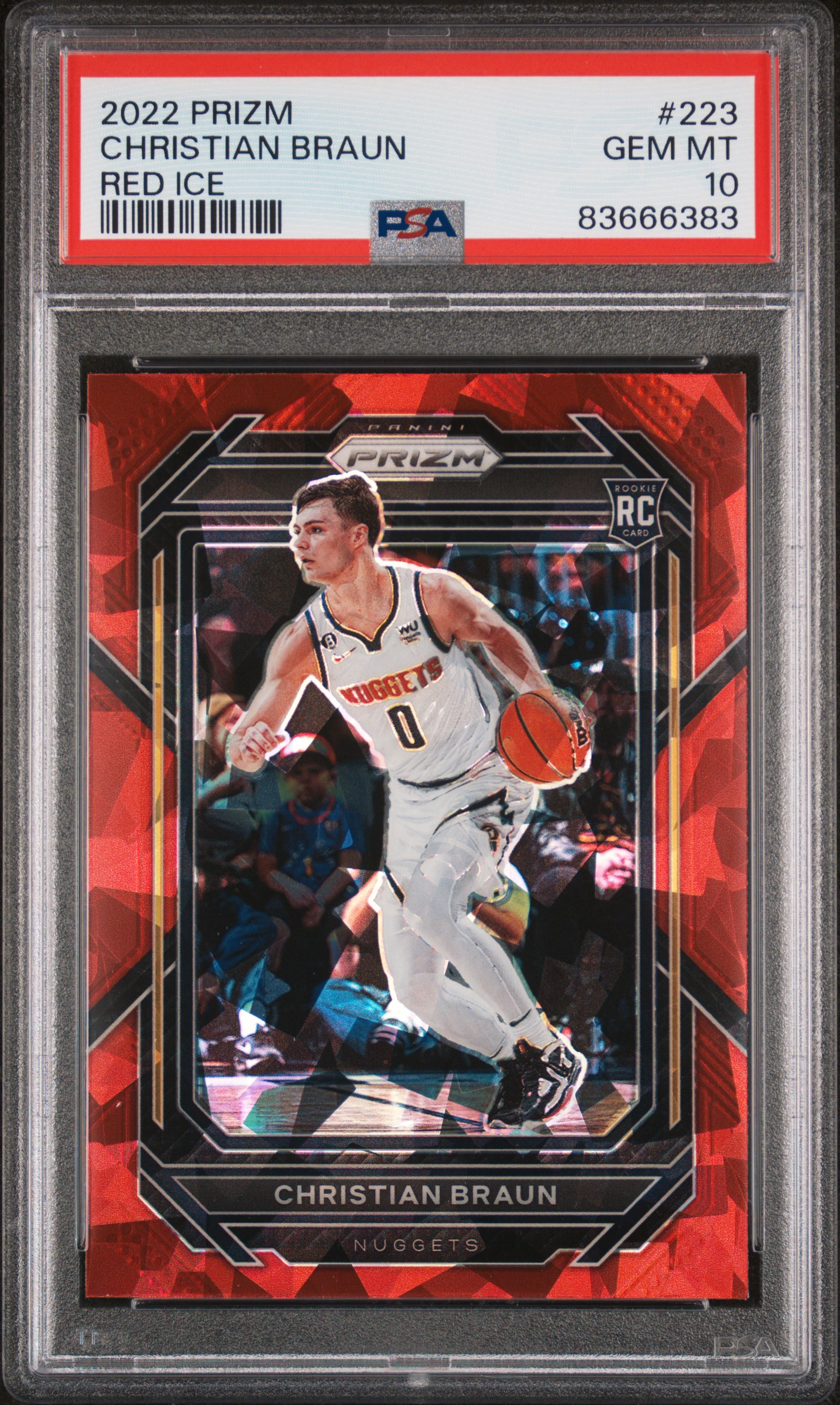 2022-23 Panini Prizm Red Ice #223 Christian Braun – PSA GEM MT 10