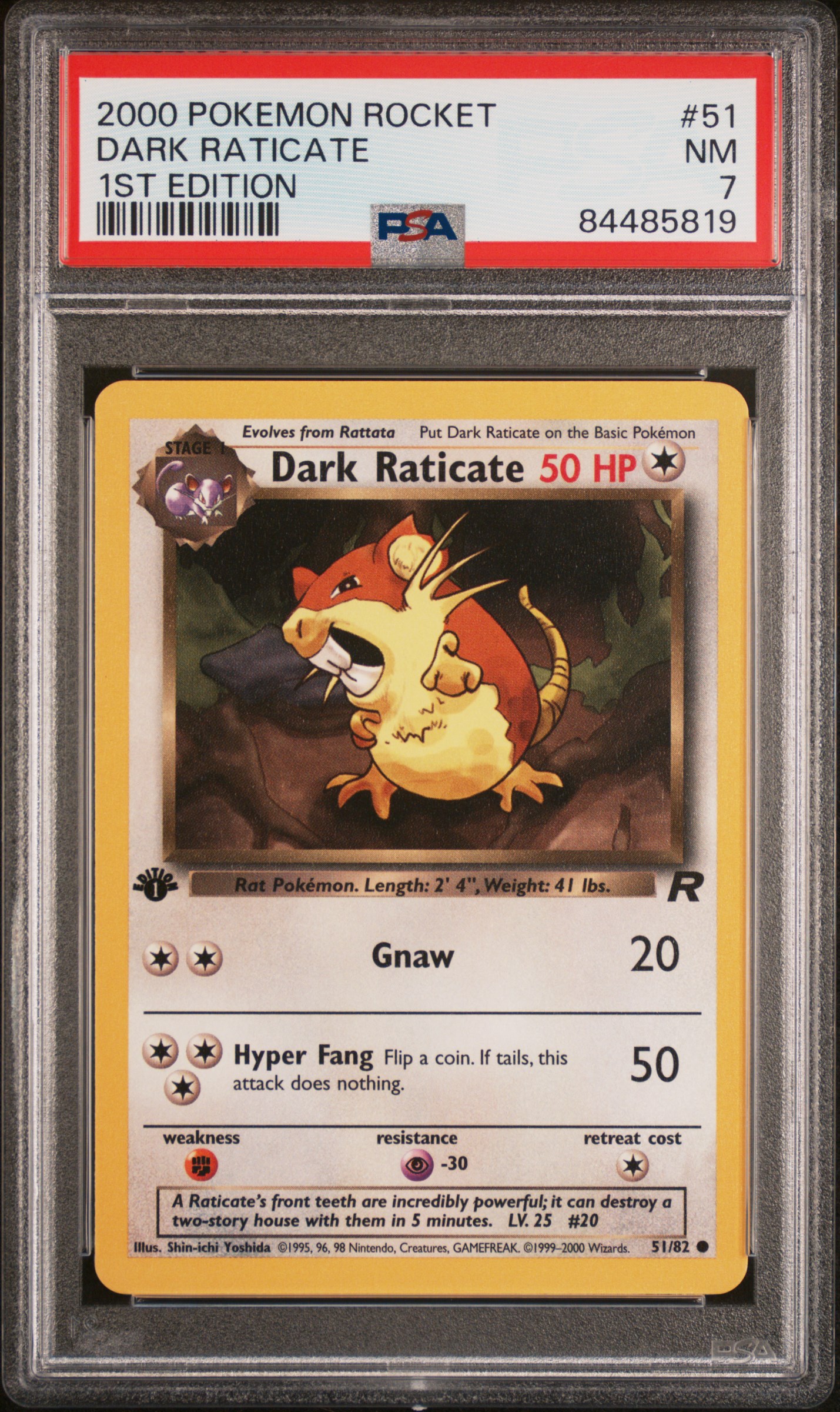 2000 POKEMON ROCKET #51 DARK RATICATE 1ST EDITION