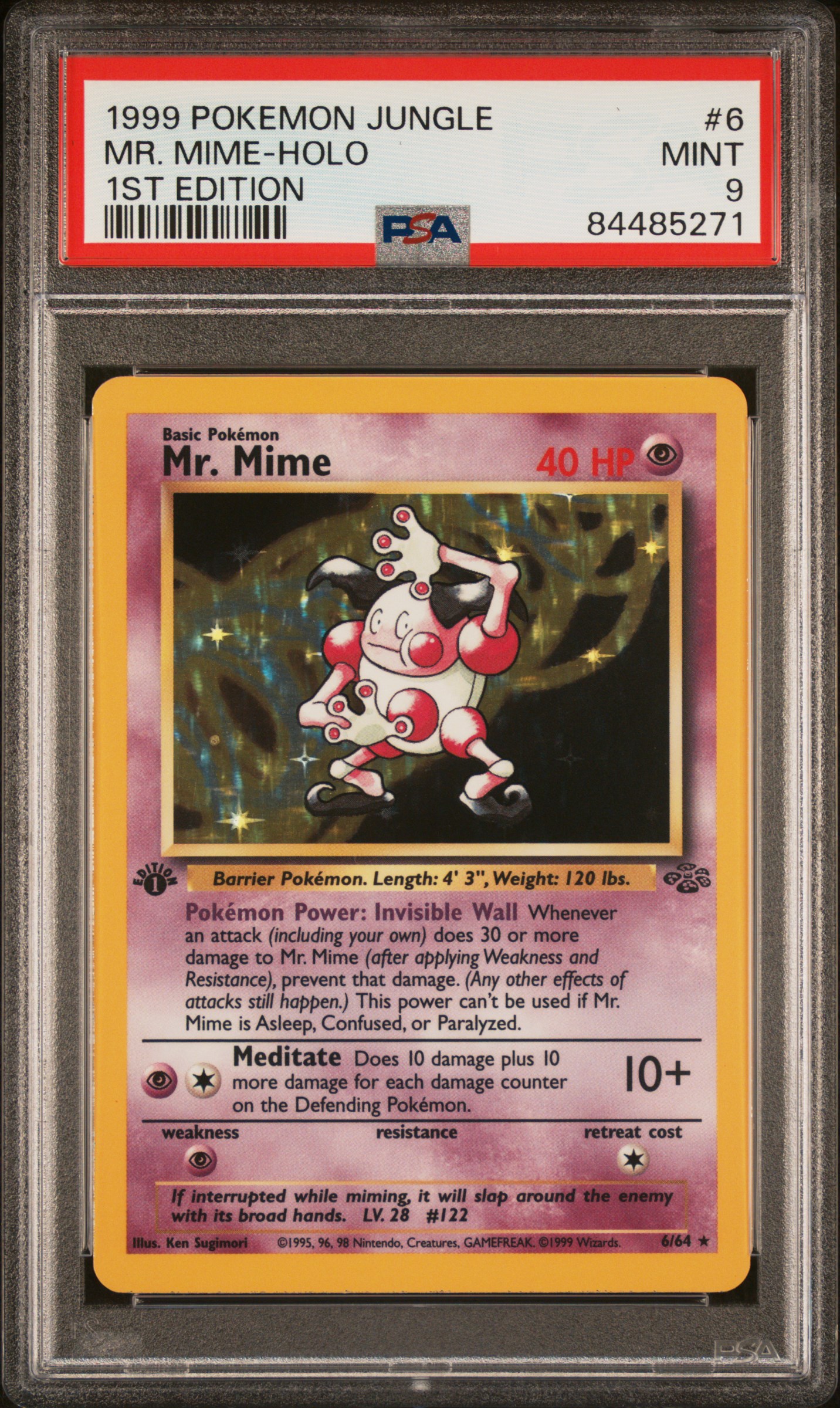 1999 Pokemon Jungle 1st Edition 6 Mr. Mime-Holo – PSA MINT 9