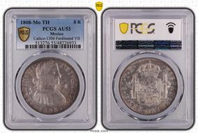 1808-Mo TH 8 R Calico-1306 Ferdinand VII AU53