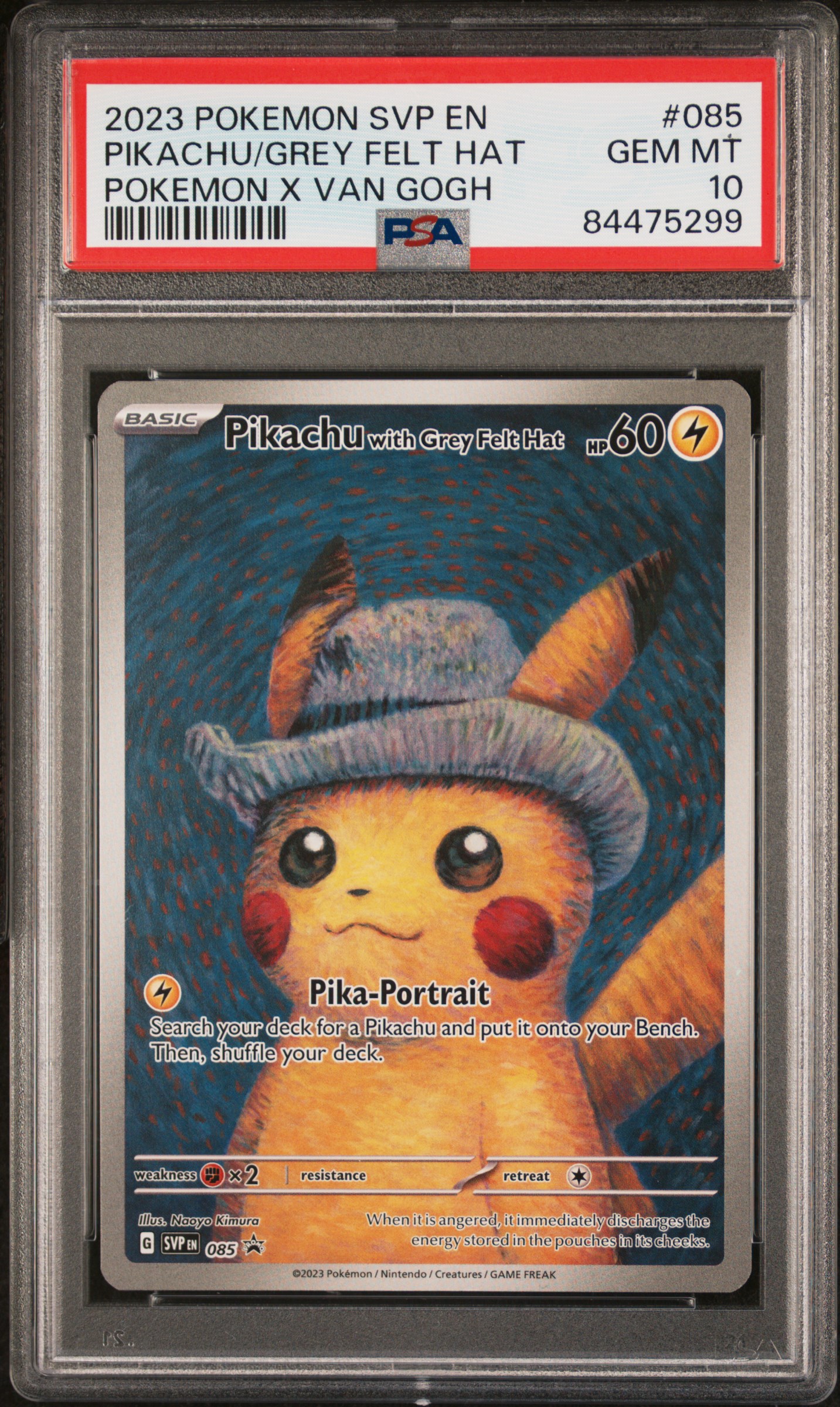 2023 POKEMON SVP EN-SV BLACK STAR PROMO #085 PIKACHU/GREY FELT HAT POKEMON X VAN GOGH