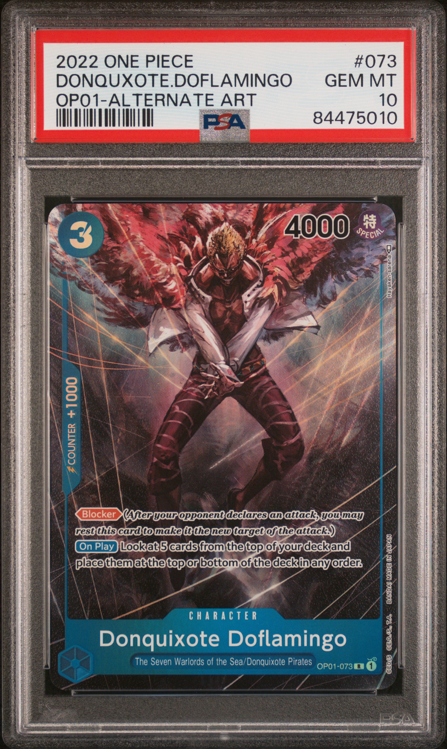 2022 ONE PIECE OP01-ROMANCE DAWN #073 DONQUIXOTE DOFLAMINGO ALTERNATE ART