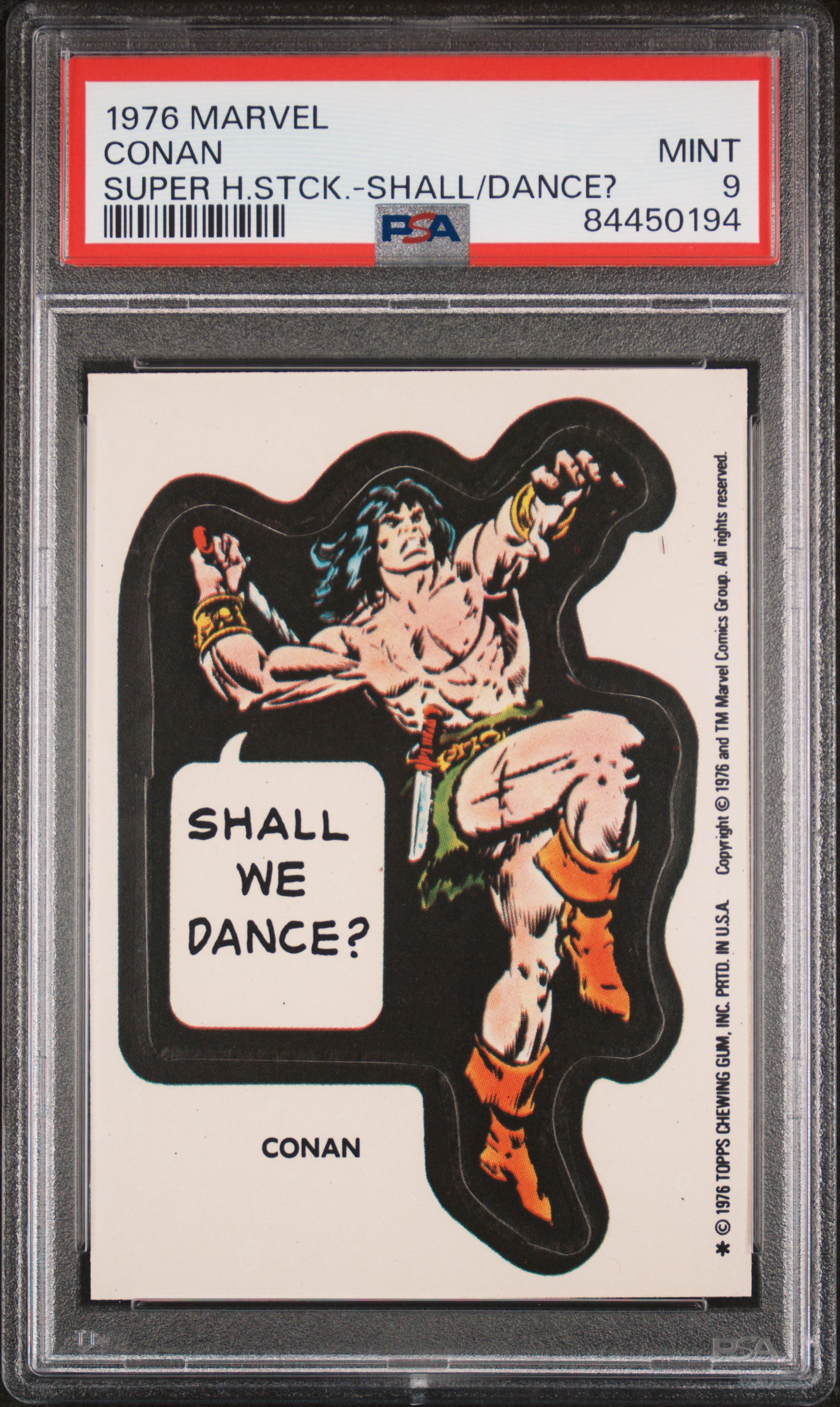 1976 SUPER HEROES STICKERS CONAN SUPER H.STCK.-SHALL/DANCE?