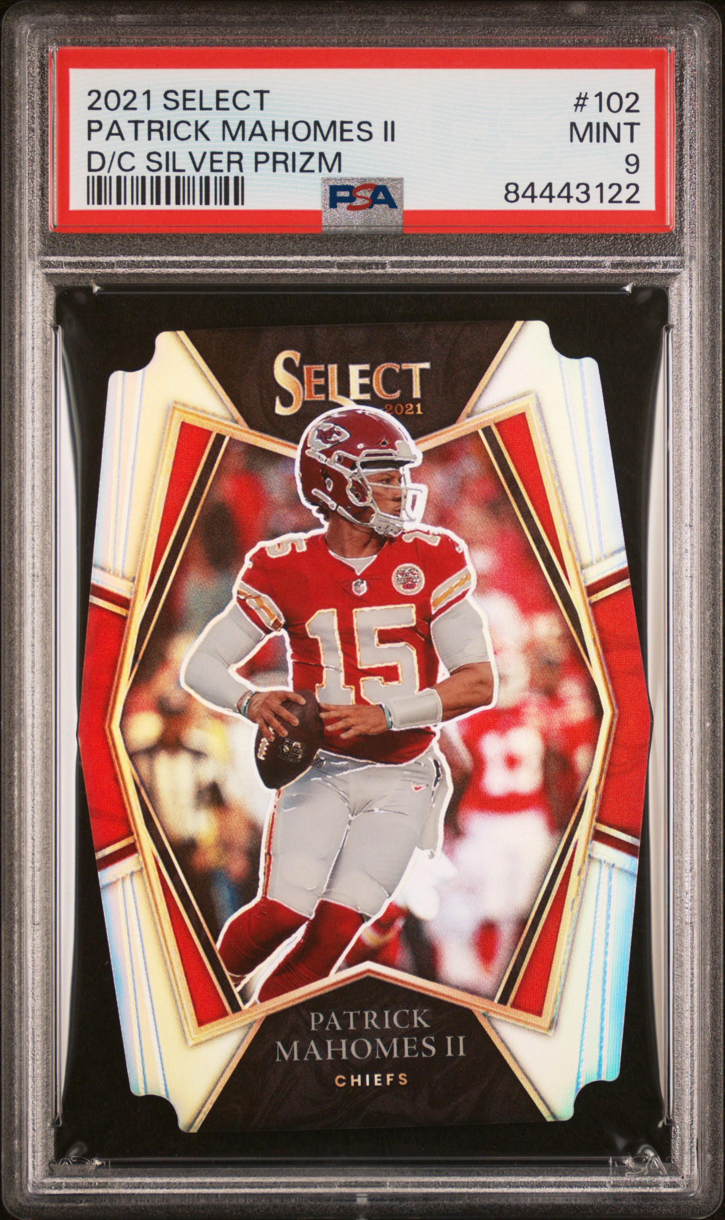 2021 Panini Select Die-Cut Silver Prizm #102 Patrick Mahomes II – PSA MINT 9