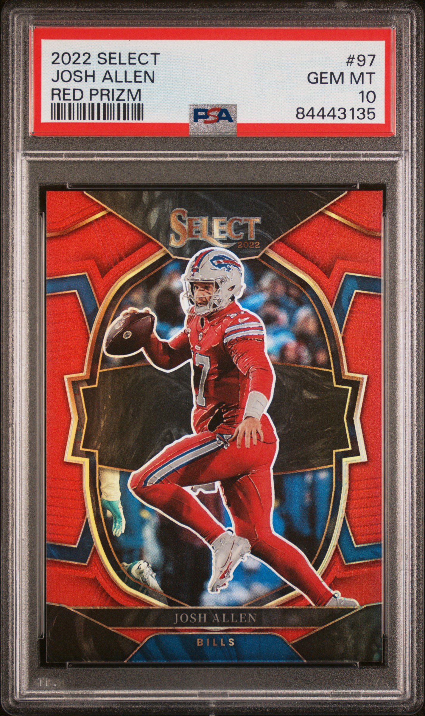 2022 Panini Select Red Prizm #97 Josh Allen (#44/99) – PSA GEM MT 10