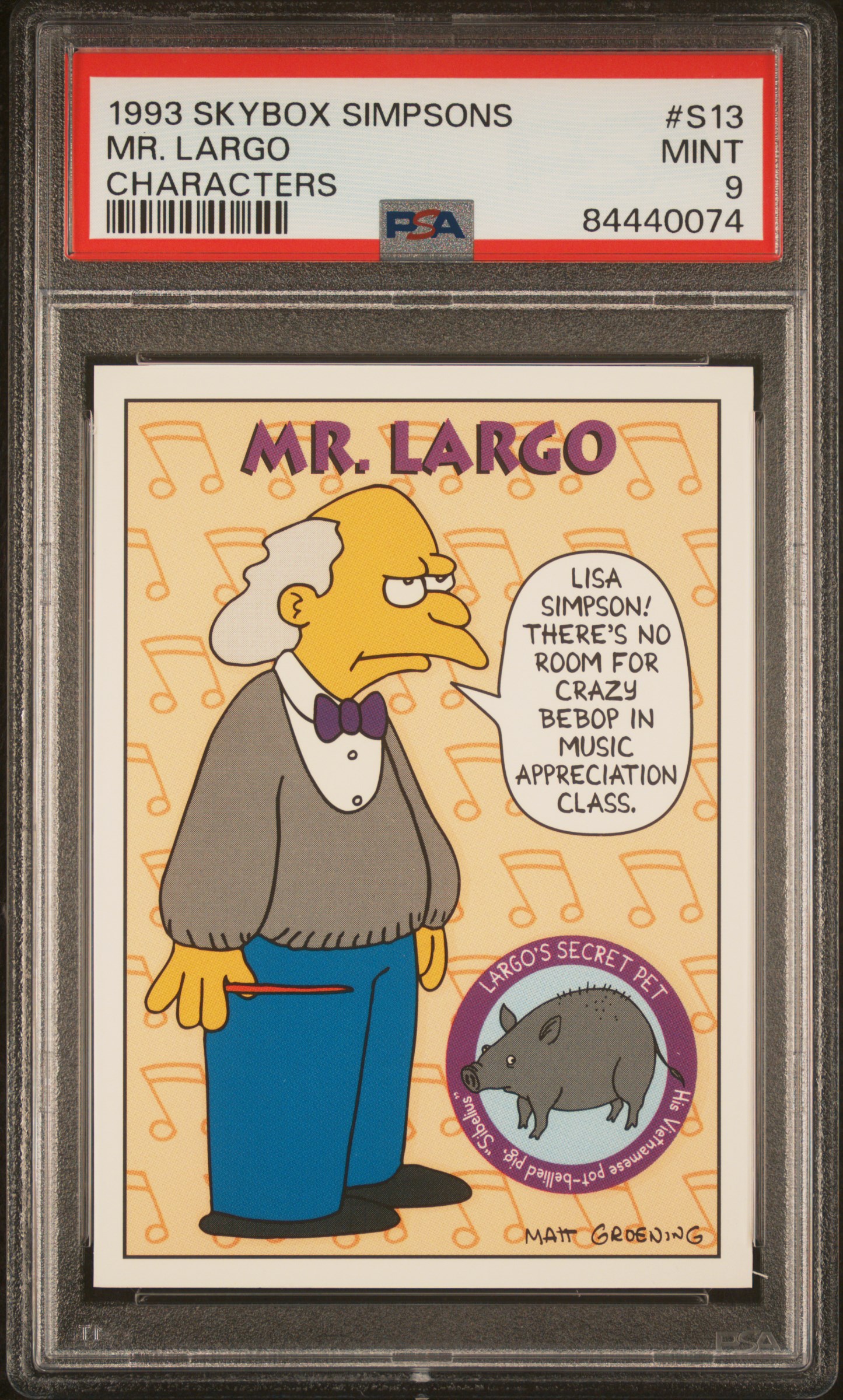 1993 SKYBOX SIMPSONS CHARACTERS #S13 MR. LARGO CHARACTERS