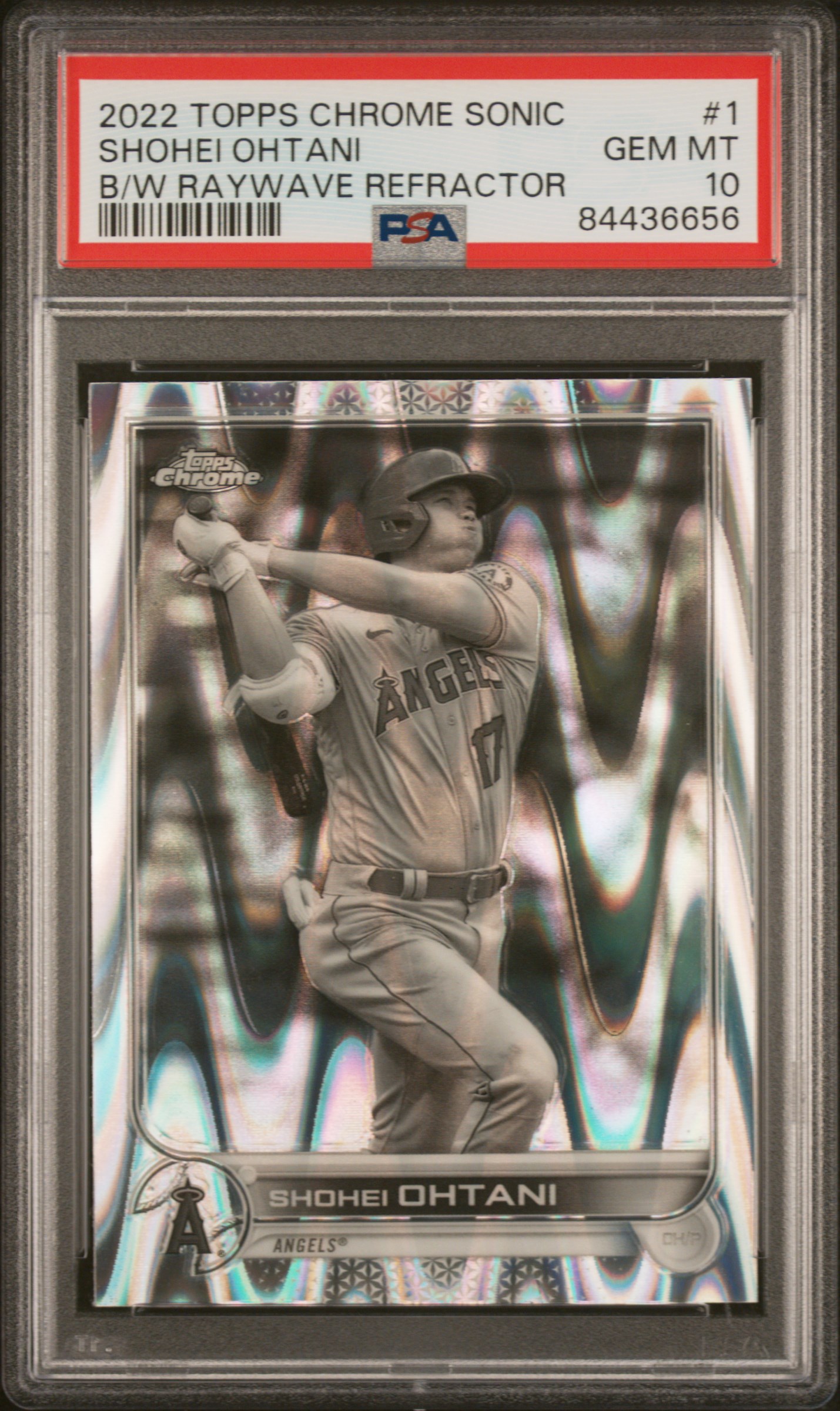 2022 TOPPS CHROME SONIC #1 SHOHEI OHTANI B/W RAYWAVE REFRACTOR