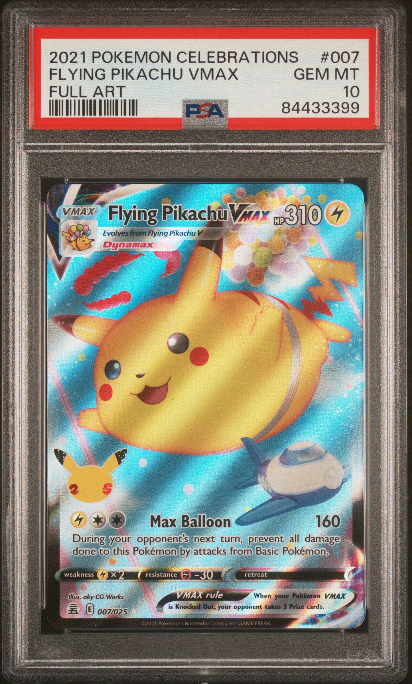 2021 POKEMON CELEBRATIONS #007 FLYING PIKACHU VMAX FULL ART