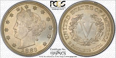 1883 5C No CENTS MS64