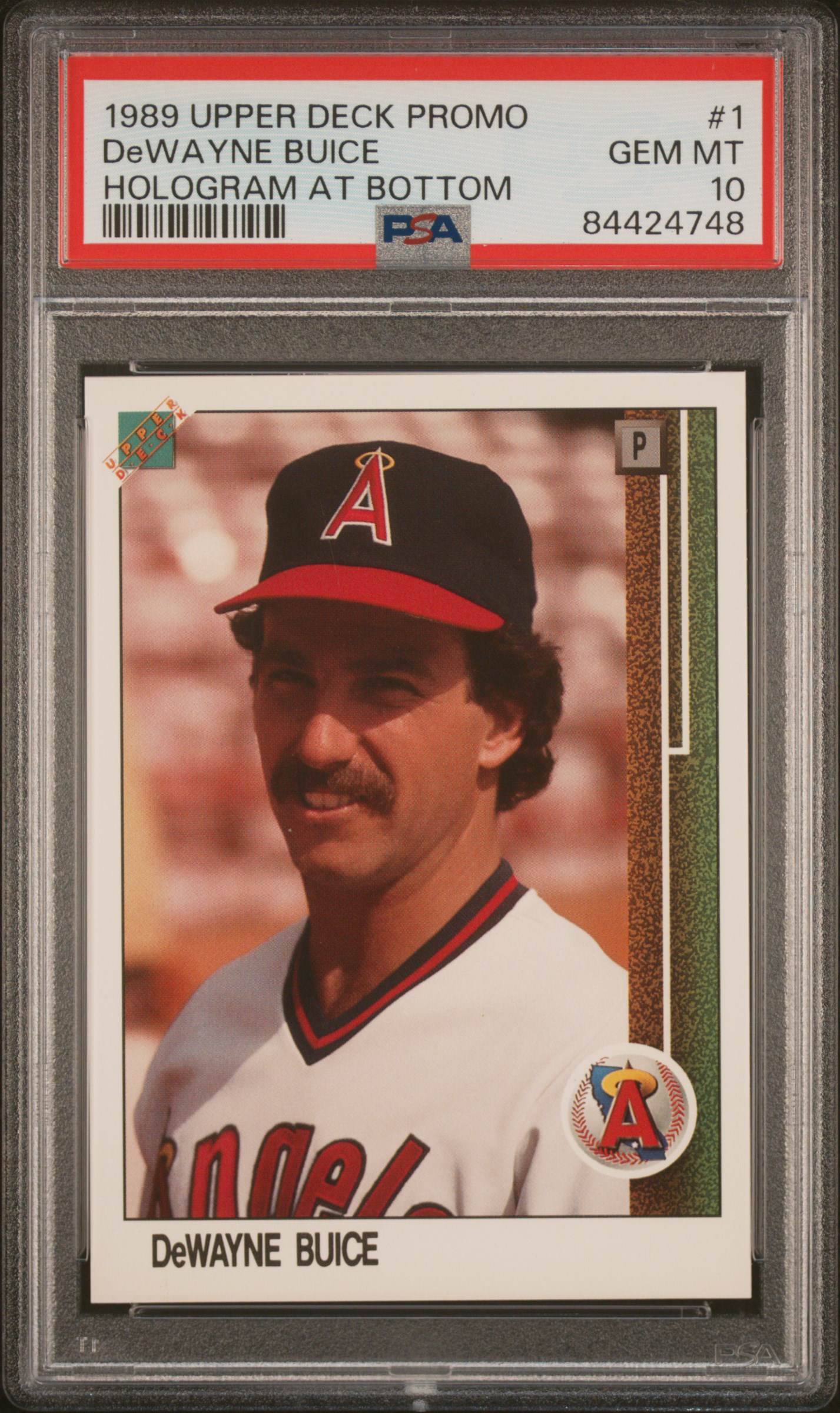 1989 UPPER DECK PROMO #1 DeWAYNE BUICE HOLOGRAM AT BOTTOM