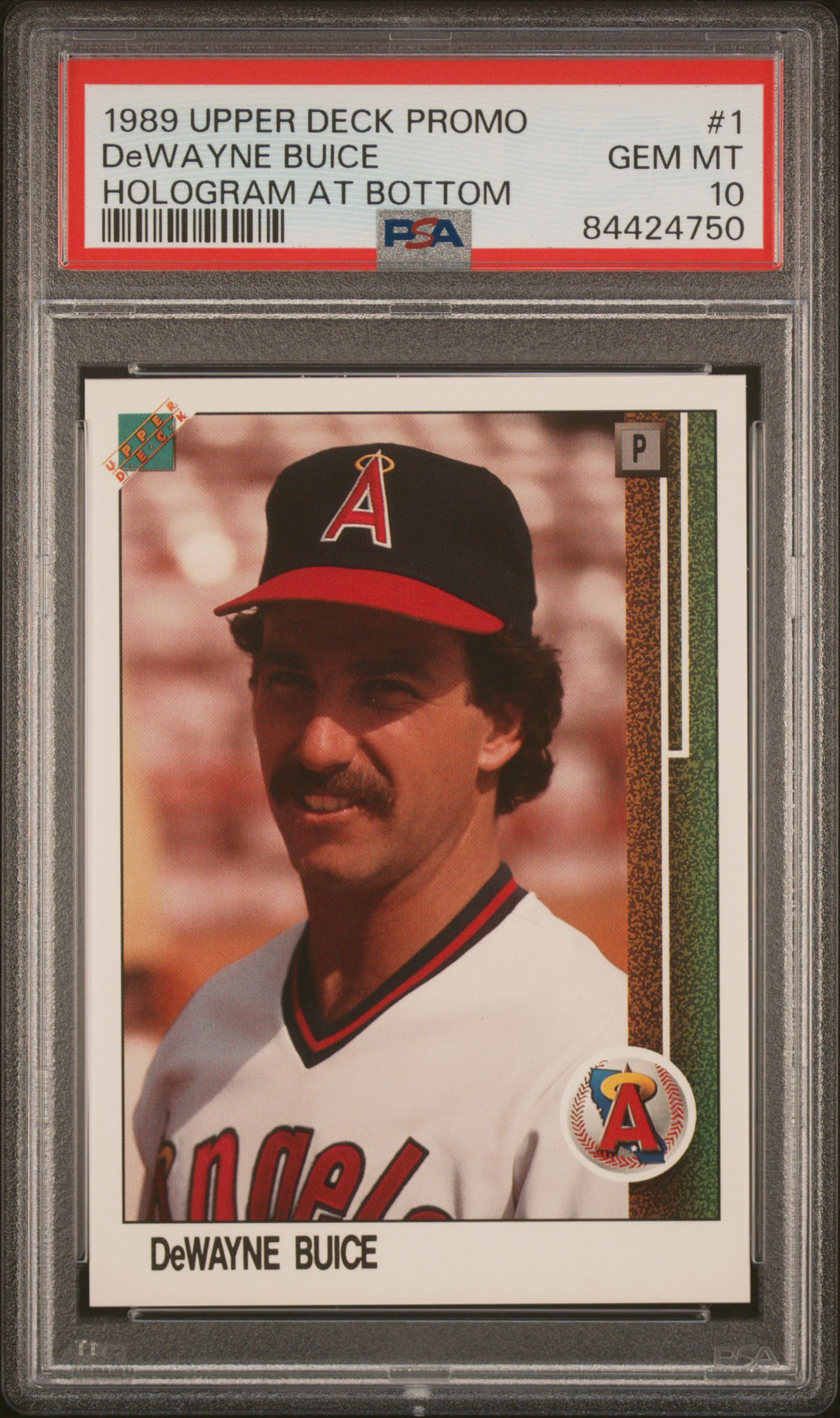 1989 UPPER DECK PROMO #1 DeWAYNE BUICE HOLOGRAM AT BOTTOM