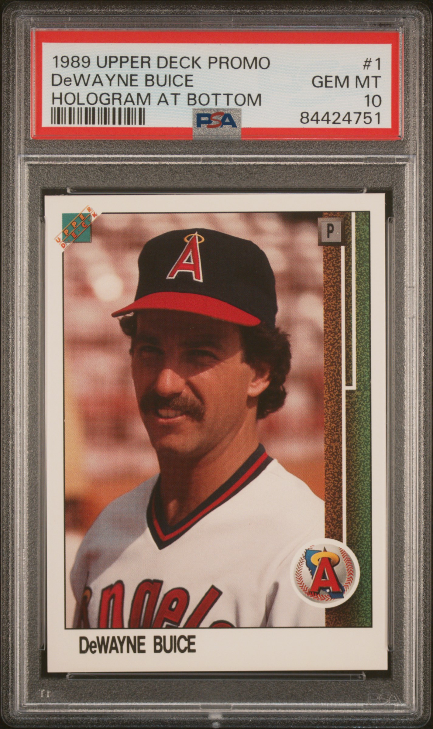 1989 UPPER DECK PROMO #1 DeWAYNE BUICE HOLOGRAM AT BOTTOM