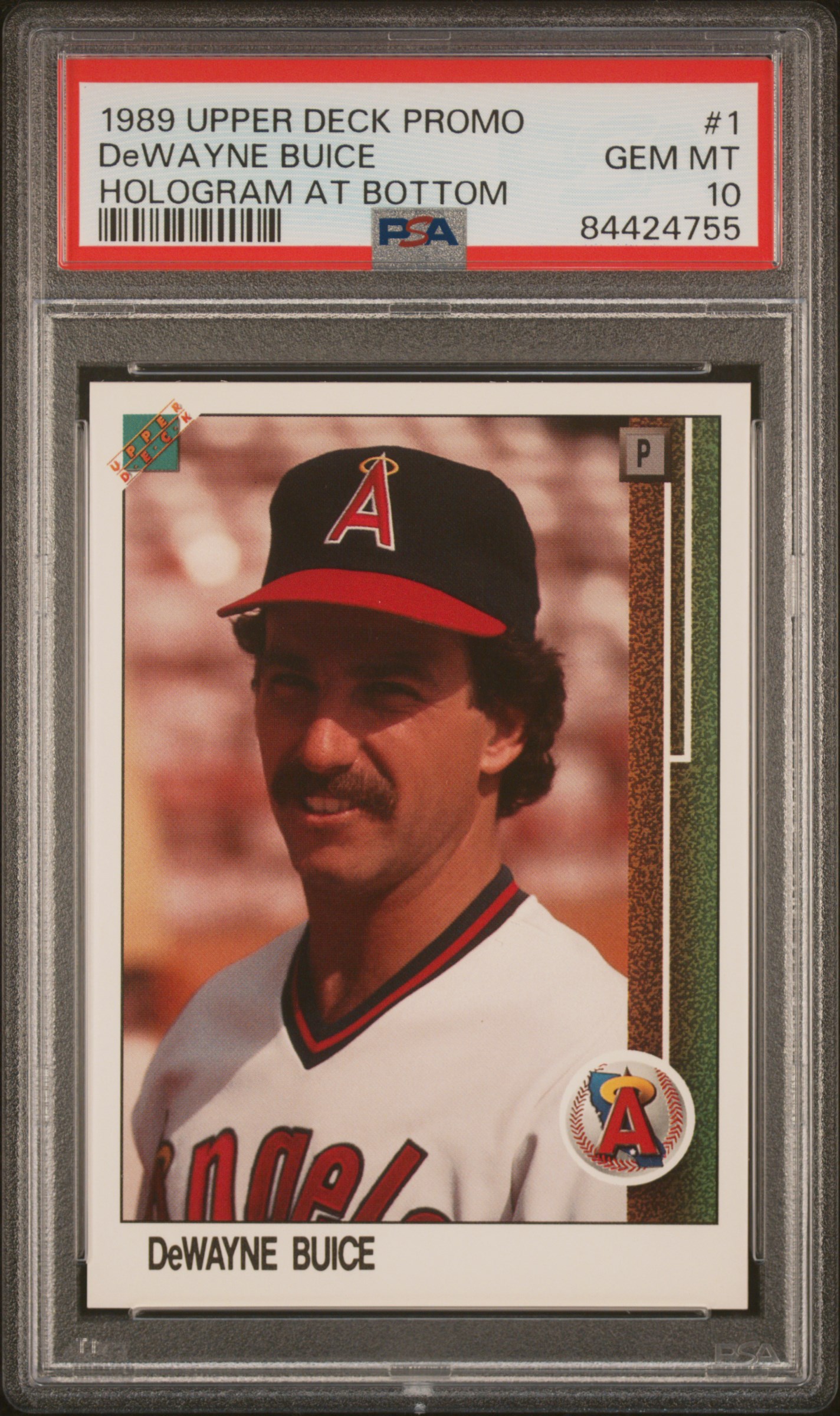 1989 UPPER DECK PROMO #1 DeWAYNE BUICE HOLOGRAM AT BOTTOM