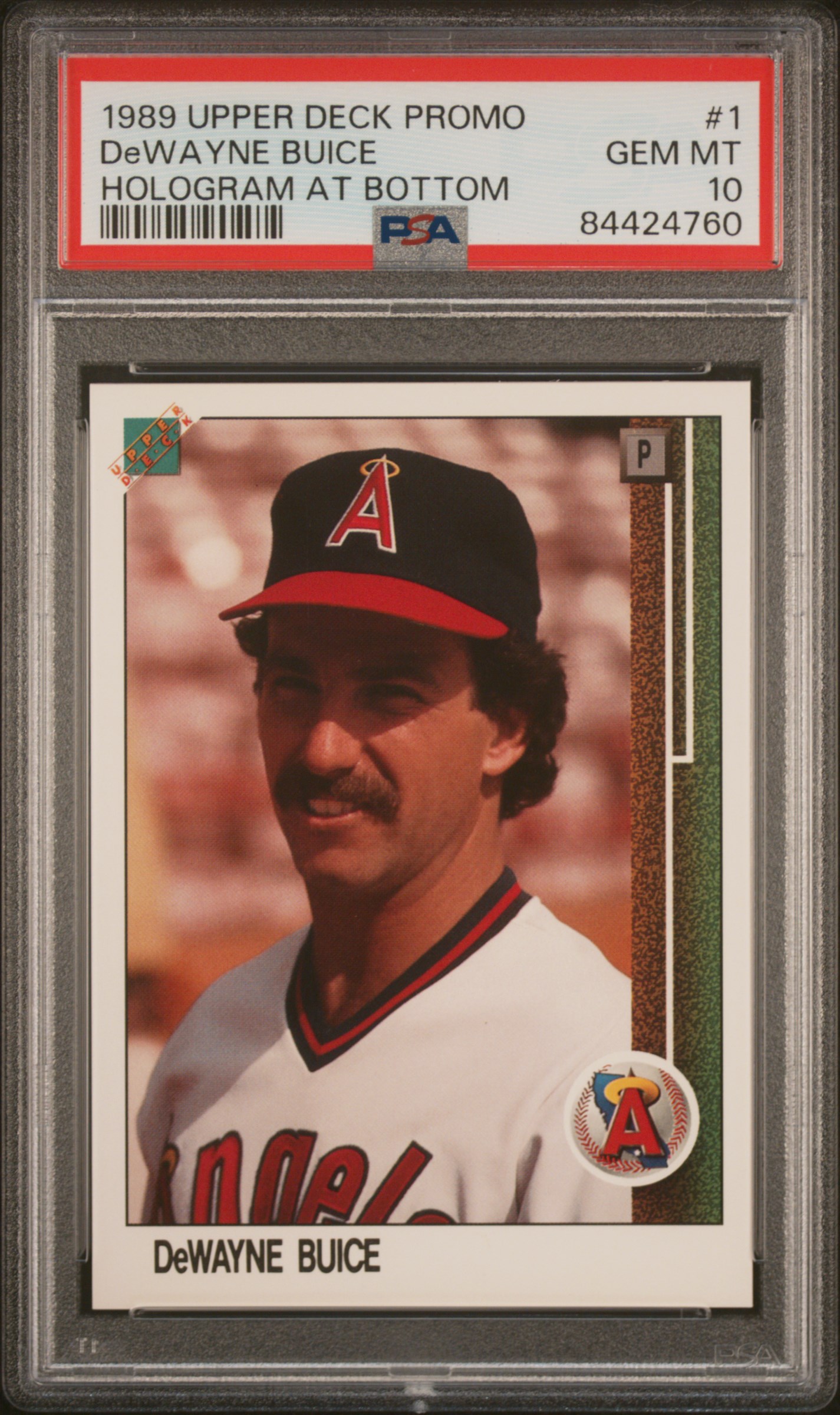 1989 UPPER DECK PROMO #1 DeWAYNE BUICE HOLOGRAM AT BOTTOM