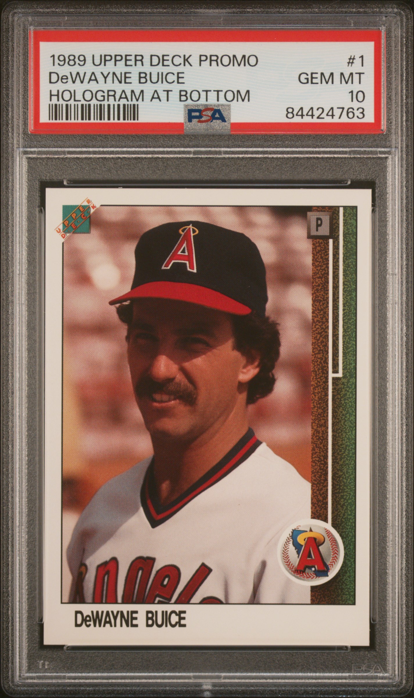 1989 UPPER DECK PROMO #1 DeWAYNE BUICE HOLOGRAM AT BOTTOM