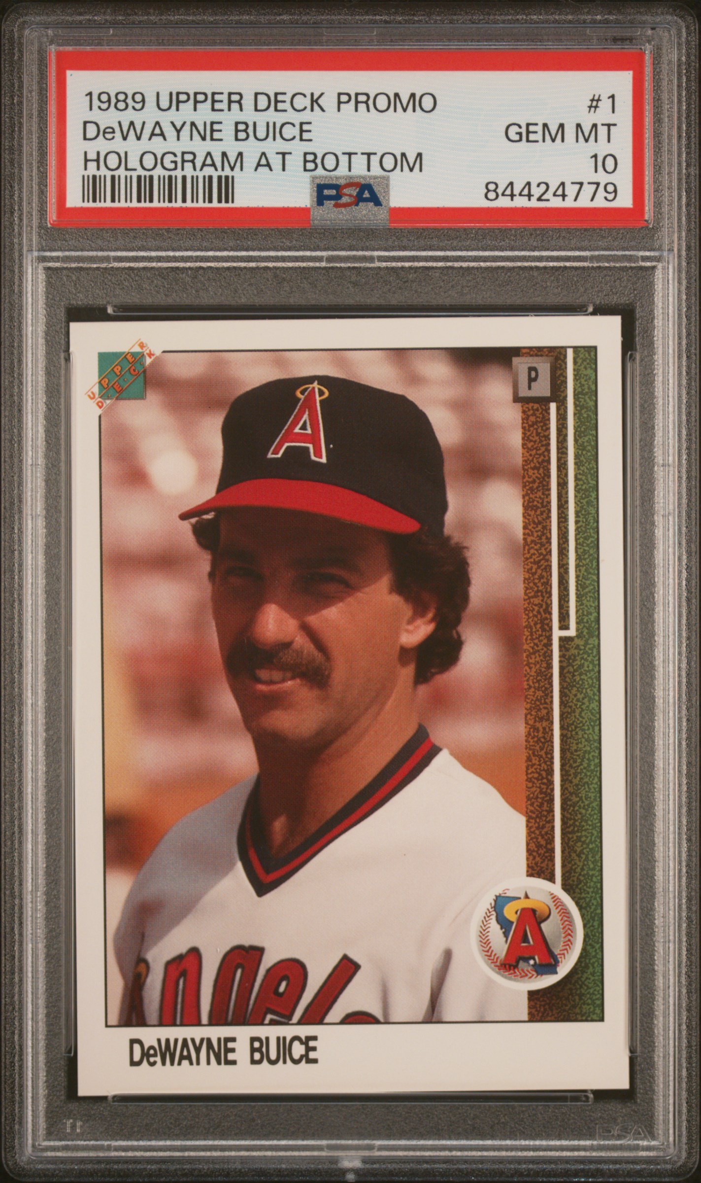 1989 UPPER DECK PROMO #1 DeWAYNE BUICE HOLOGRAM AT BOTTOM