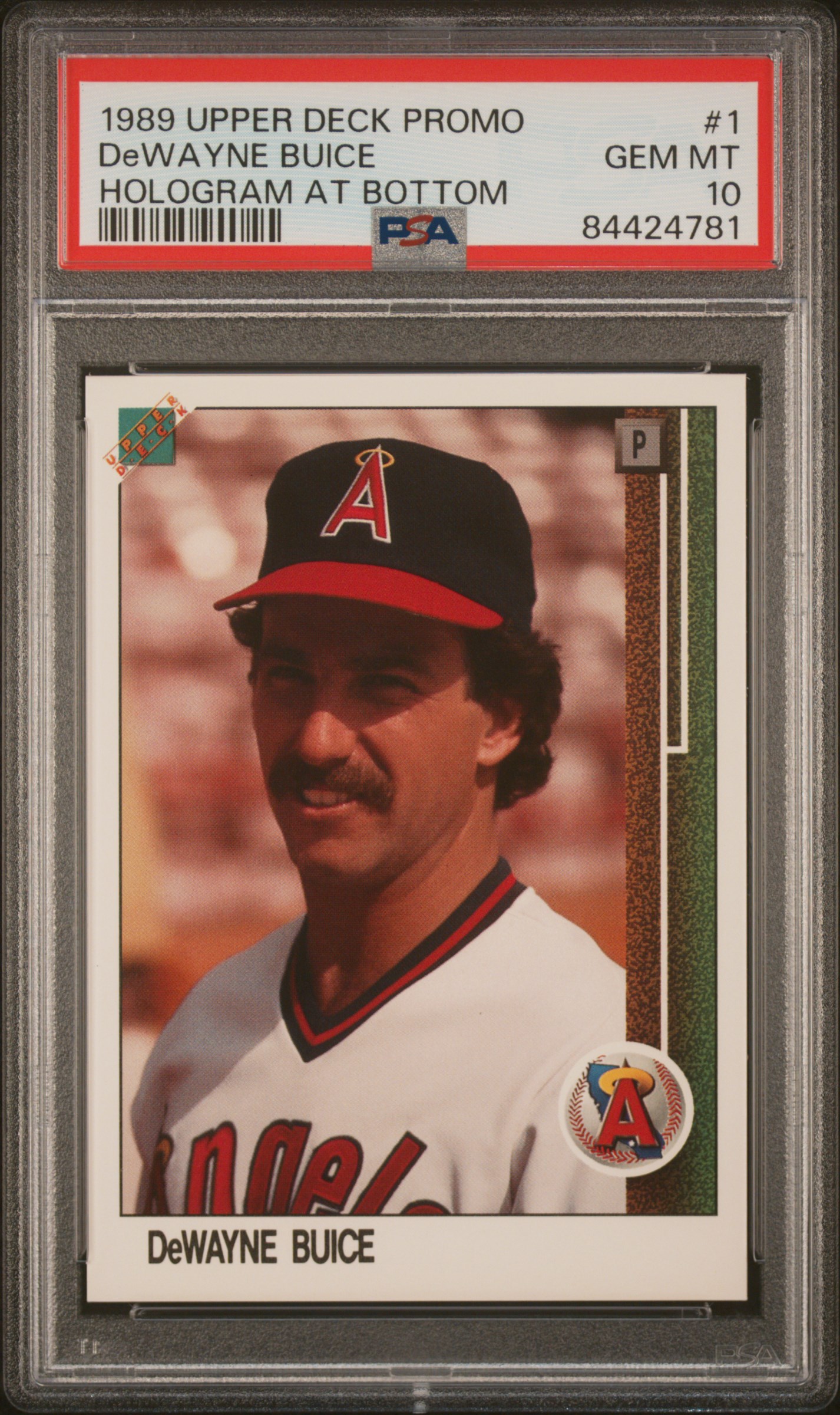 1989 UPPER DECK PROMO #1 DeWAYNE BUICE HOLOGRAM AT BOTTOM