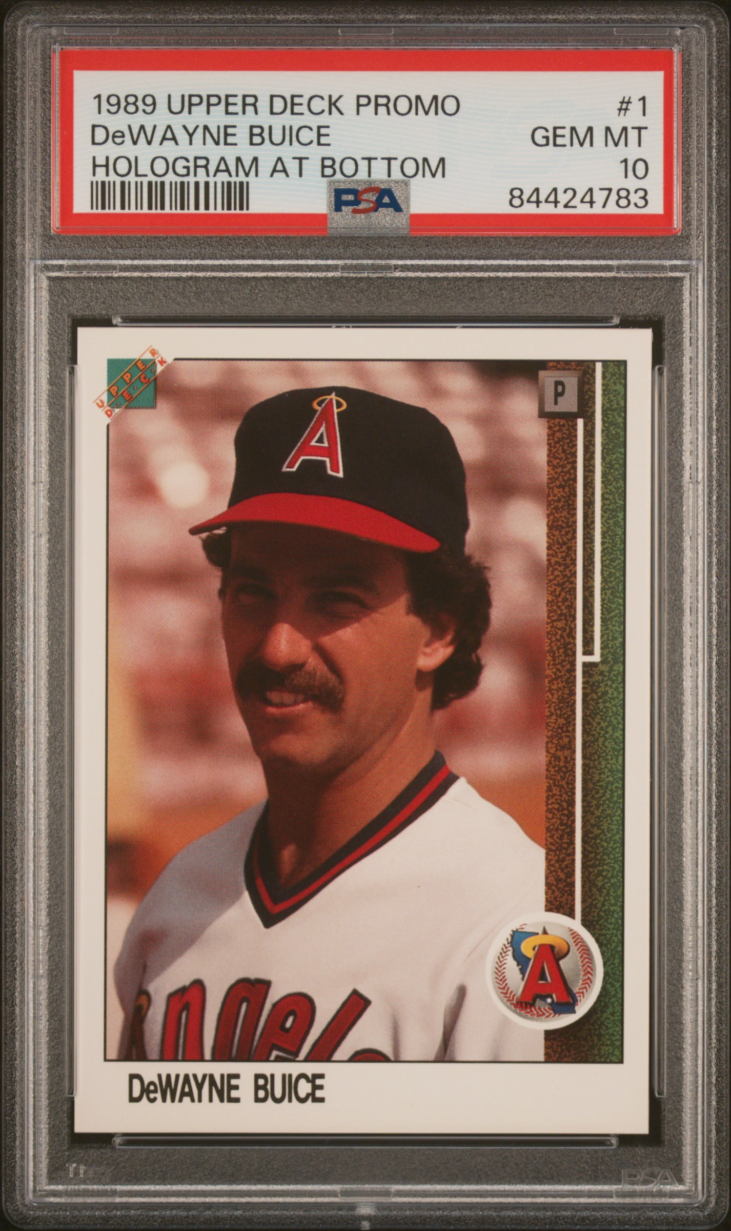 1989 UPPER DECK PROMO #1 DeWAYNE BUICE HOLOGRAM AT BOTTOM