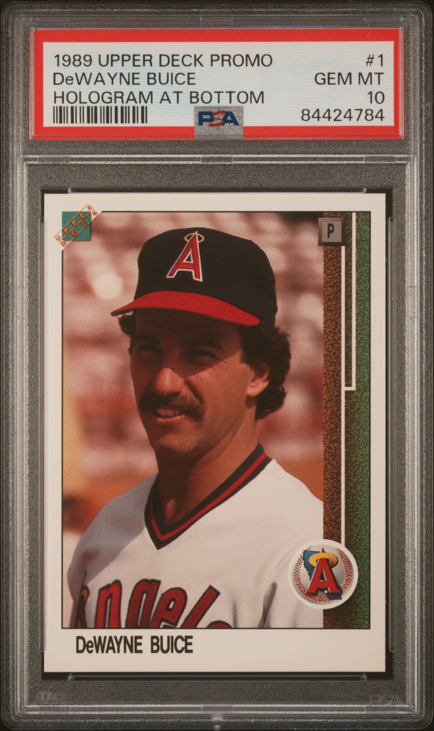 1989 UPPER DECK PROMO #1 DeWAYNE BUICE HOLOGRAM AT BOTTOM