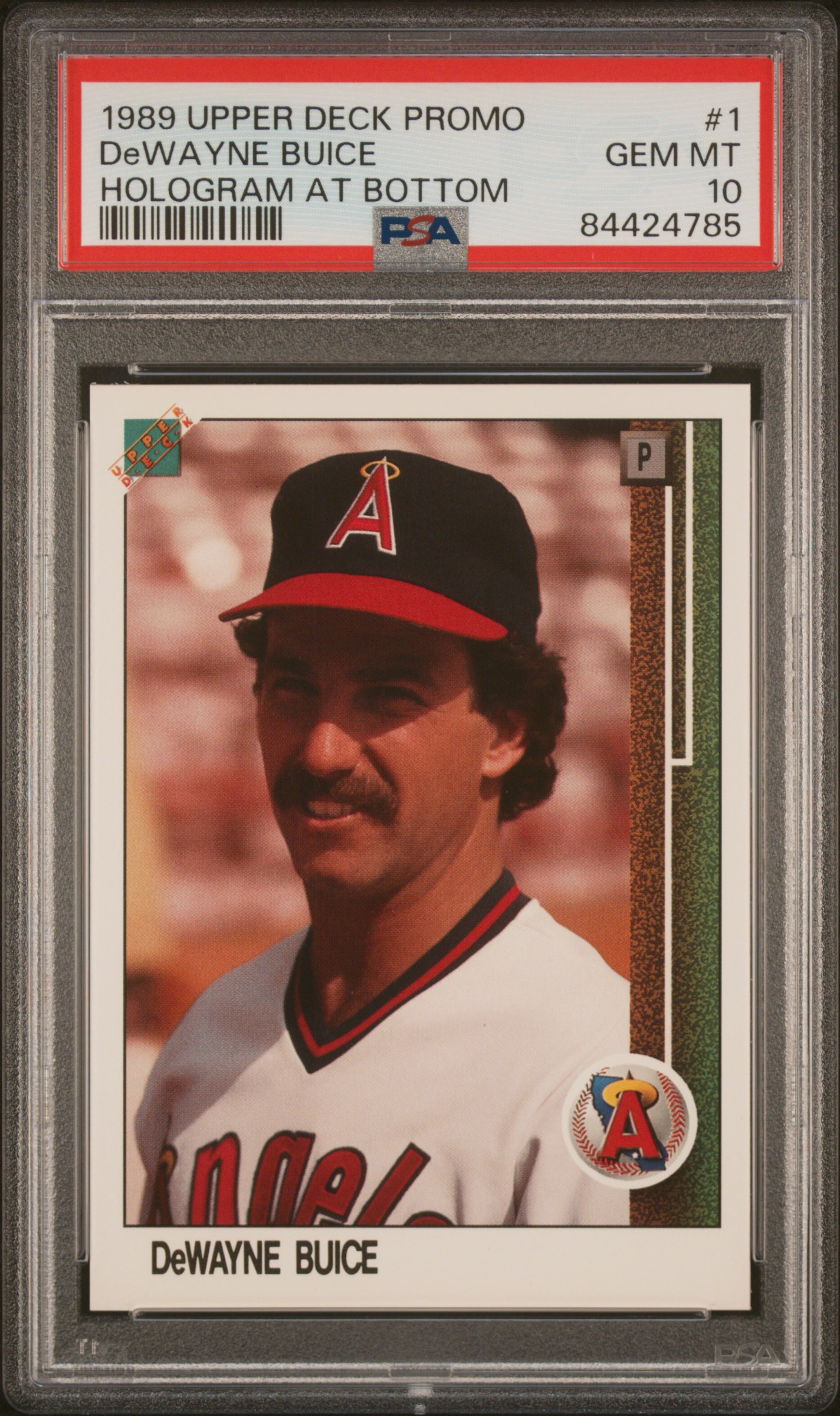 1989 UPPER DECK PROMO #1 DeWAYNE BUICE HOLOGRAM AT BOTTOM