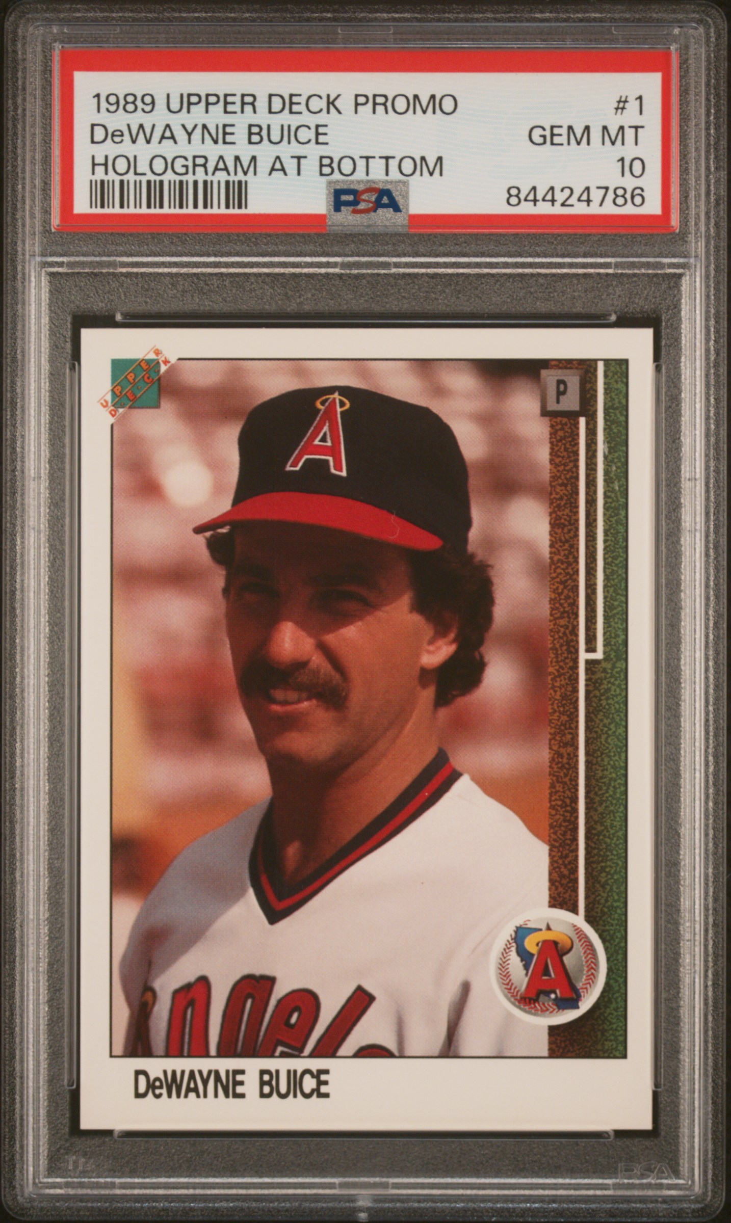 1989 UPPER DECK PROMO #1 DeWAYNE BUICE HOLOGRAM AT BOTTOM