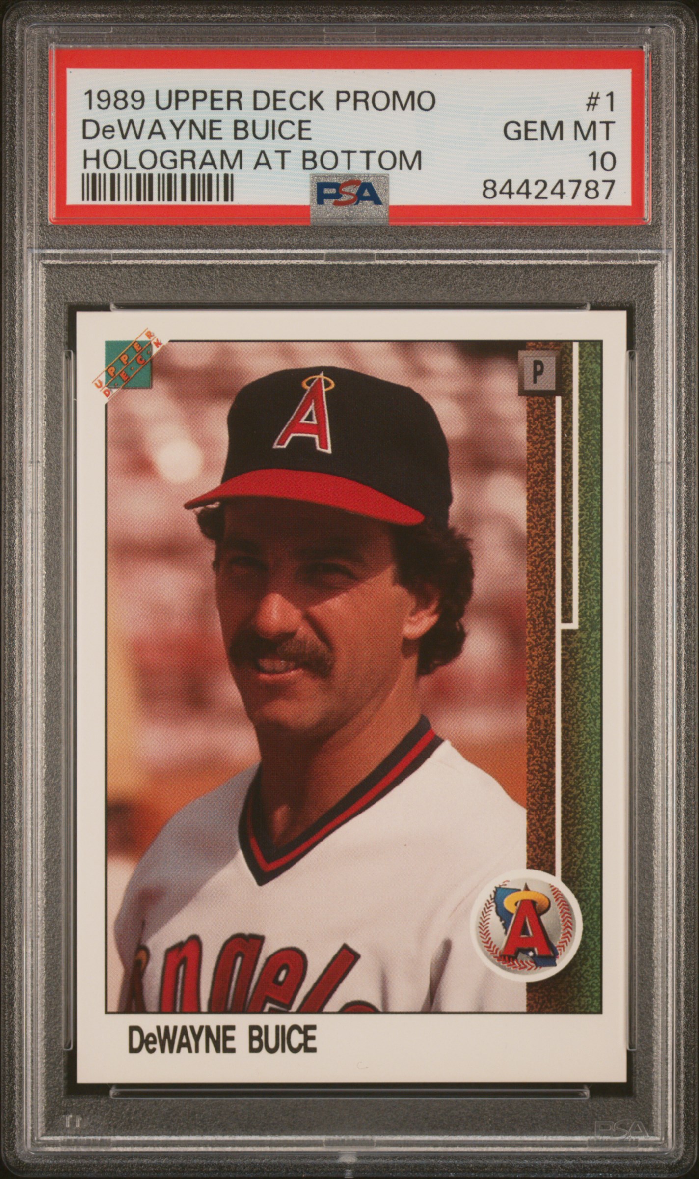 1989 UPPER DECK PROMO #1 DeWAYNE BUICE HOLOGRAM AT BOTTOM