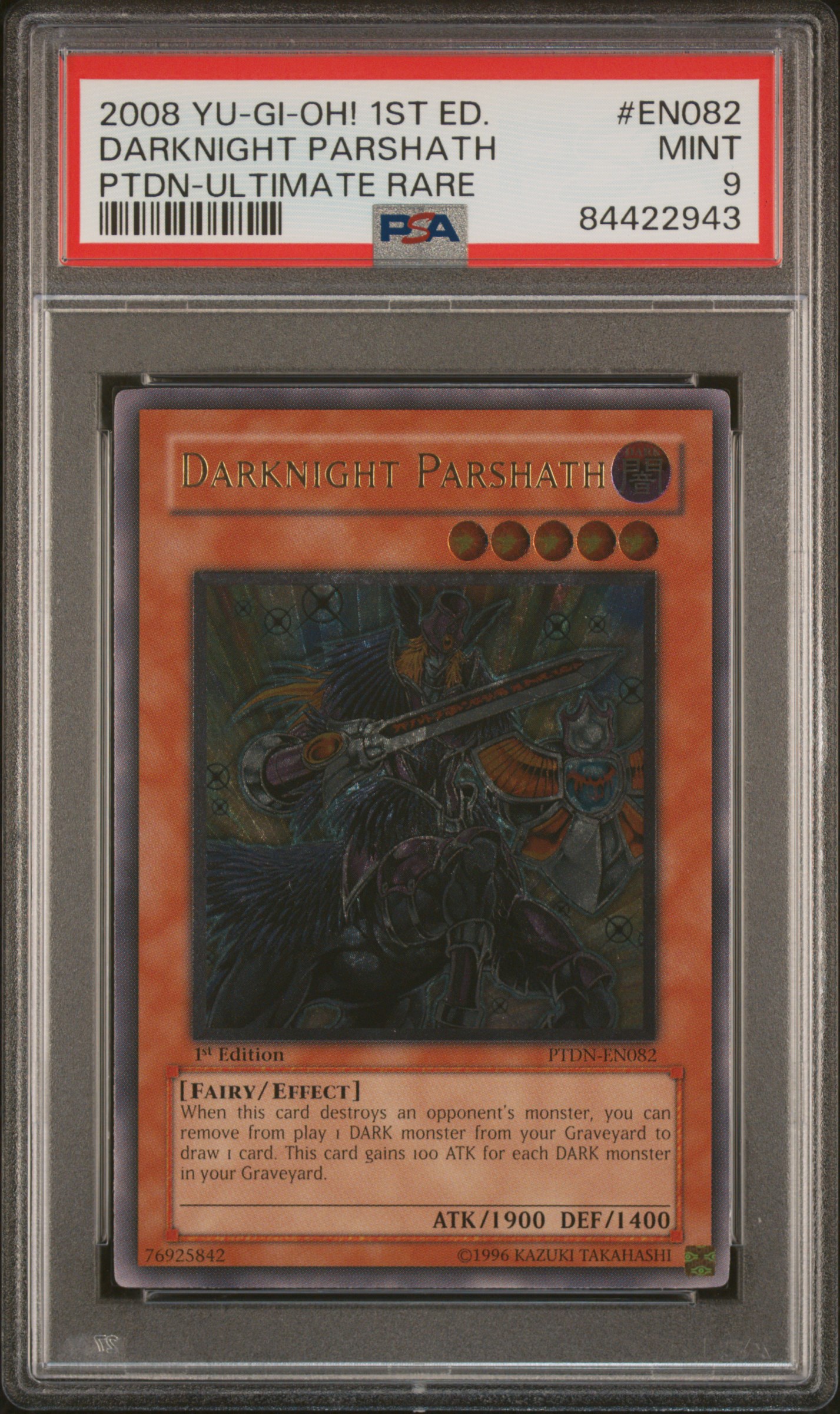 2008 YU-GI-OH! PTDN-PHANTOM DARKNESS #EN082 DARKNIGHT PARSHATH PTDN-ULTIMATE RARE