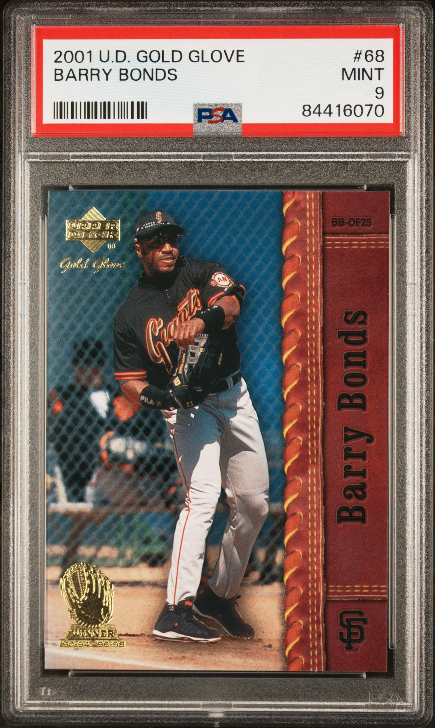 2001 UPPER DECK GOLD GLOVE #68 BARRY BONDS