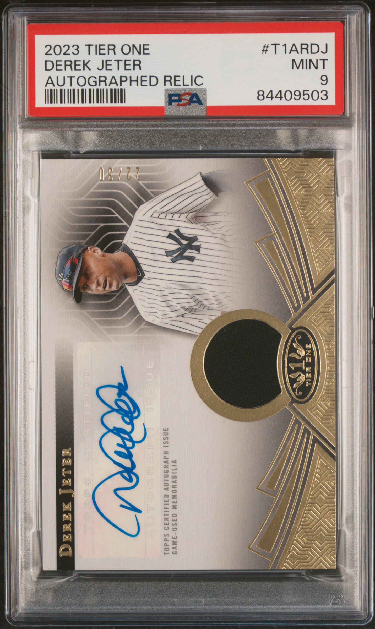 2023 TOPPS TIER ONE AUTOGRAPHED RELICS #T1ARDJ DEREK JETER