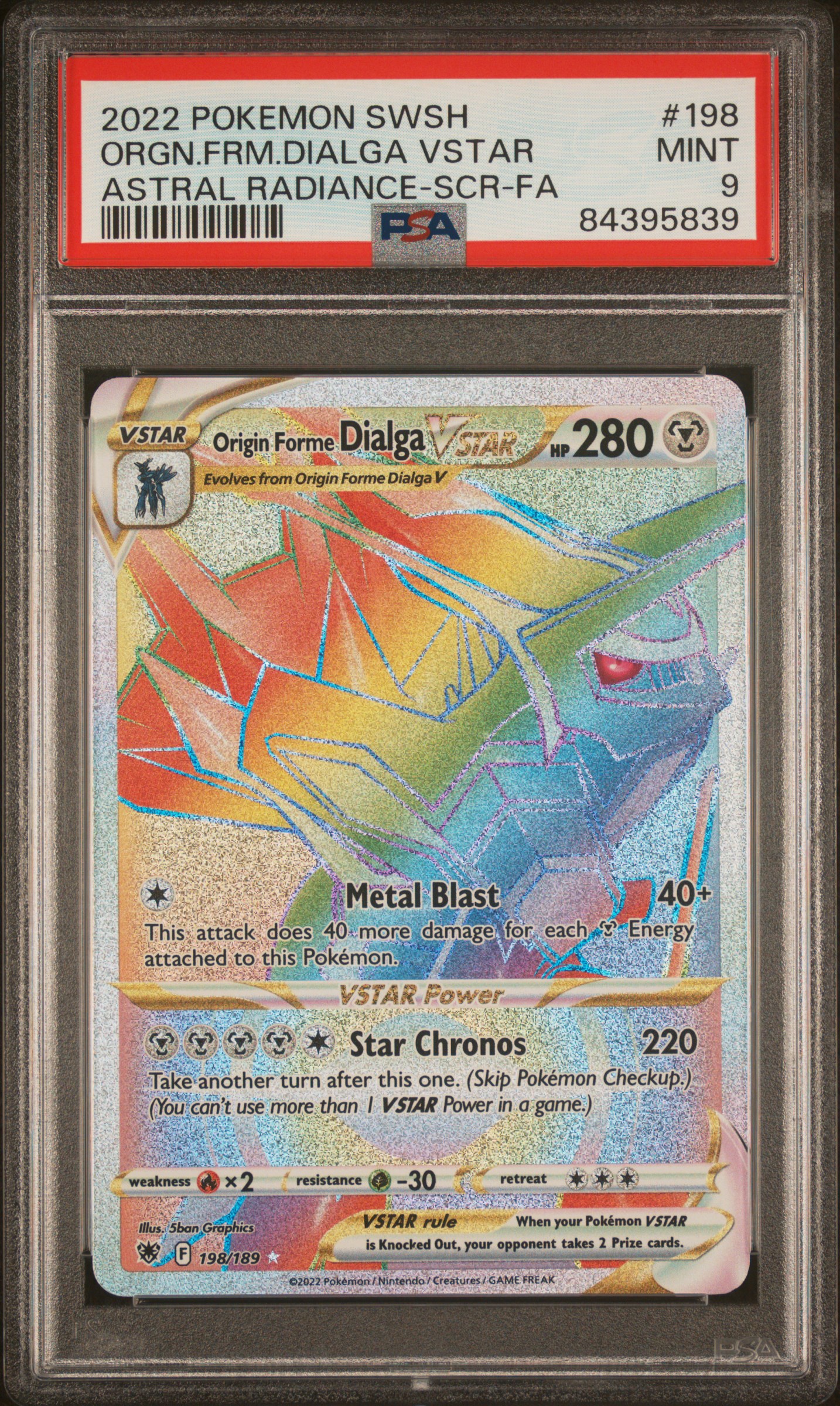 2022 POKEMON SWORD & SHIELD ASTRAL RADIANCE #198 ORGN.FRM.DIALGA VSTAR ASTRAL RADIANCE-SCR-FA