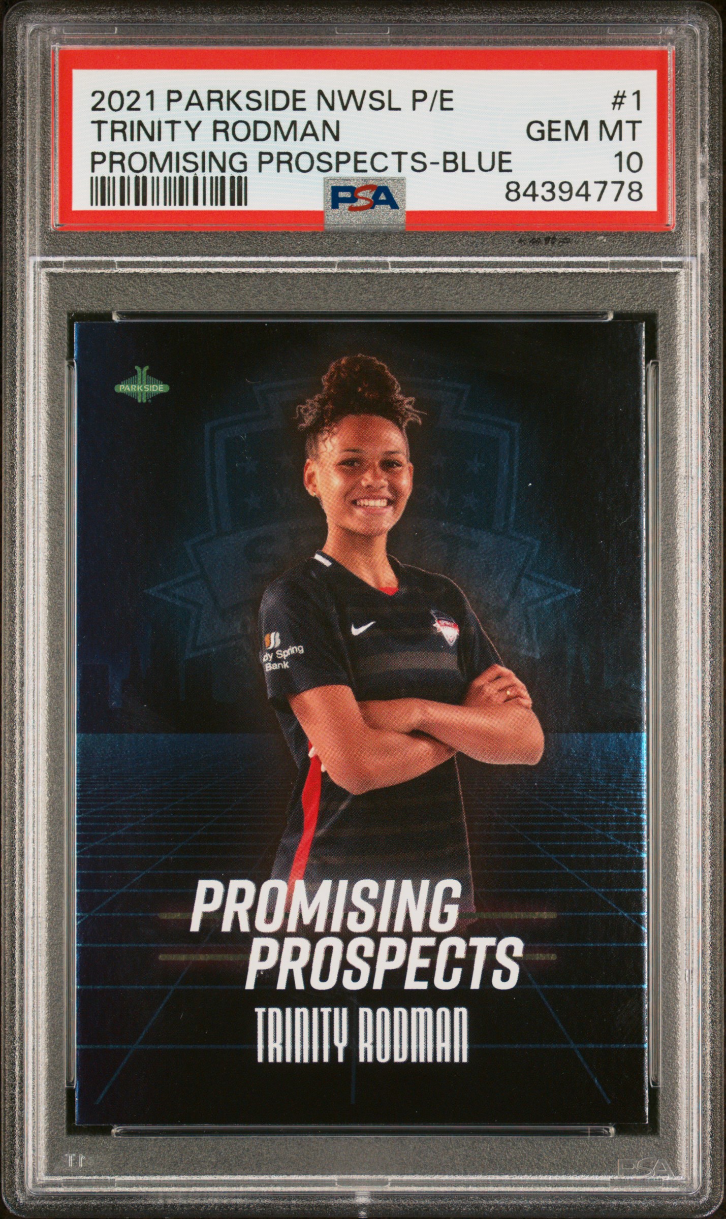 2021 PARKSIDE NWSL PREMIER EDITION PROMISING PROSPECTS #1 TRINITY RODMAN PROMISING PROSPECTS-BLUE