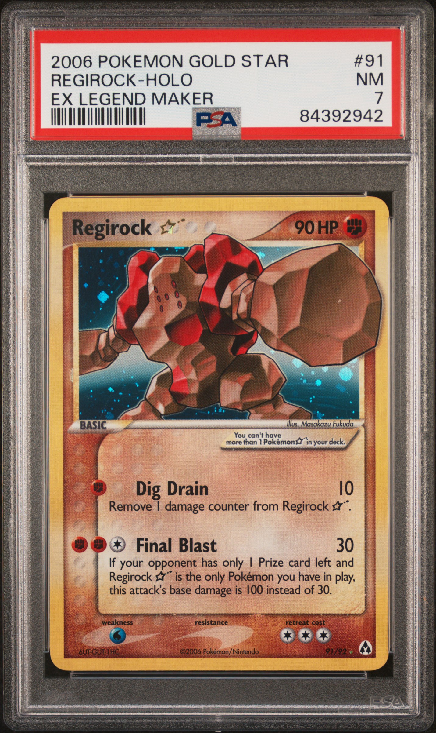 2006 POKEMON EX LEGEND MAKER #91 REGIROCK-HOLO EX LEGEND MAKER