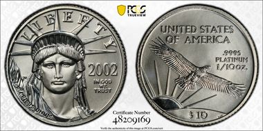 2002 $10 Statue of Liberty MS70