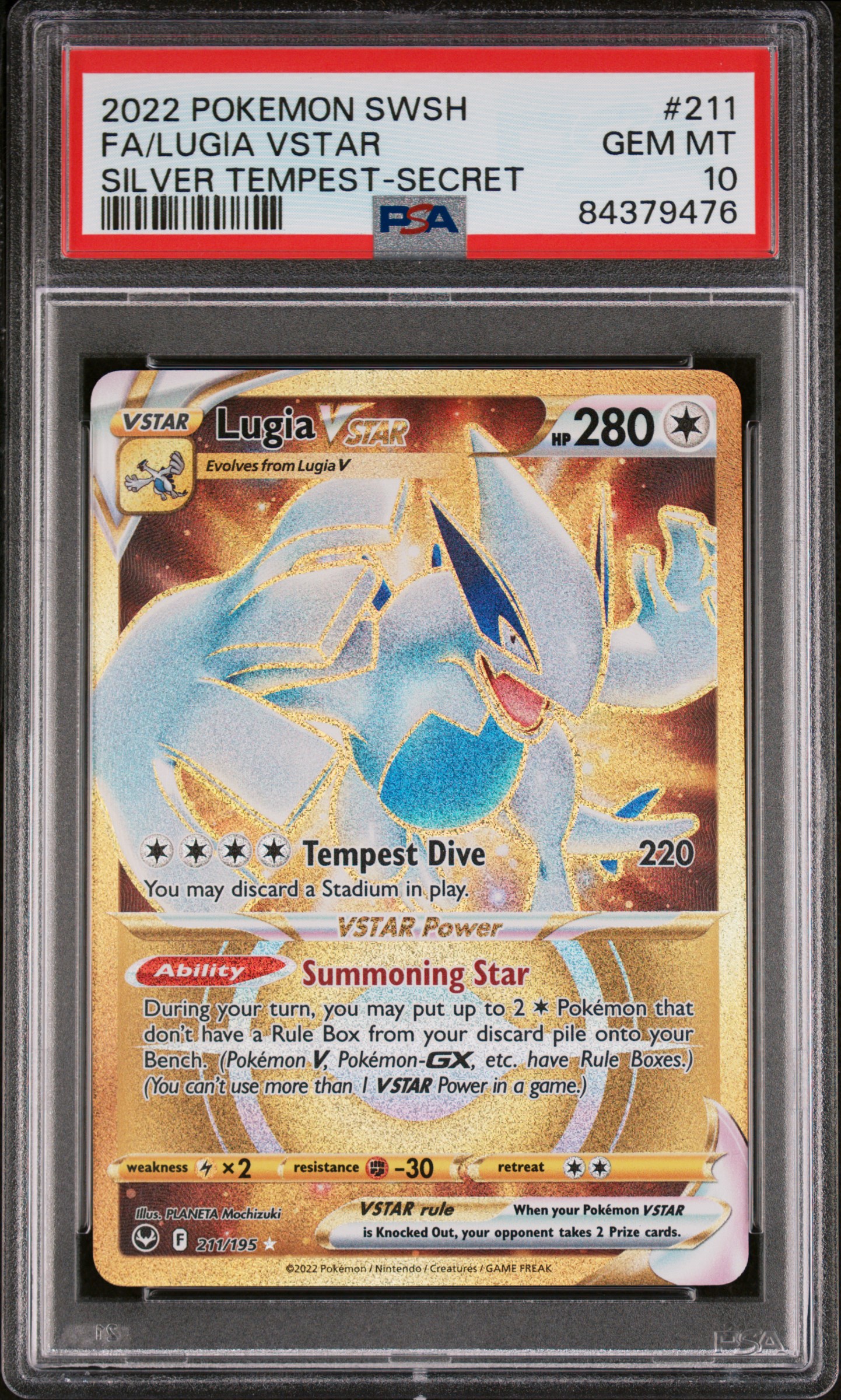 2022 POKEMON SWORD & SHIELD SILVER TEMPEST #211 FA/LUGIA VSTAR SILVER TEMPEST-SECRET