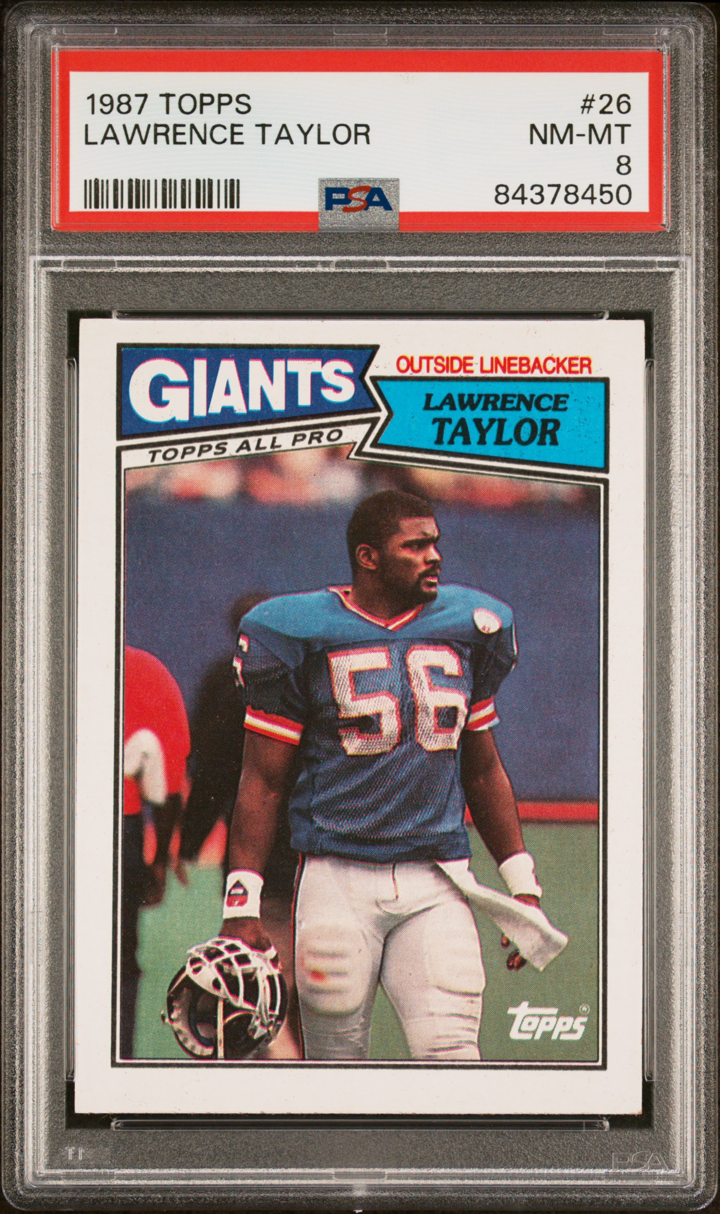 1987 Topps #26 Lawrence Taylor – PSA NM-MT 8