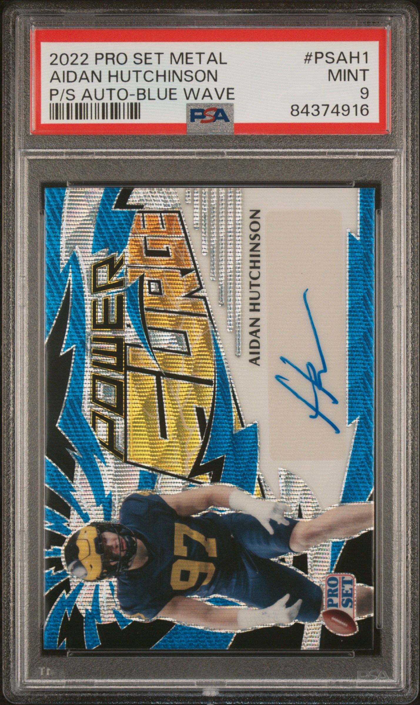 2022 LEAF PRO SET METAL POWER SURGE AUTOGRAPHS #PSAH1 AIDAN HUTCHINSON P/S AUTO-BLUE WAVE