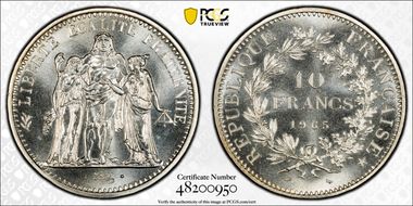 1965 10 Fr Gad-813 F-364 MS68