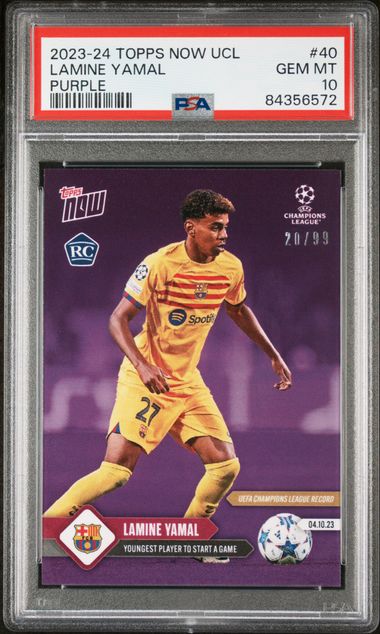 2023 Topps Now Uefa Champions League Purple 40 Lamine Yamal – PSA