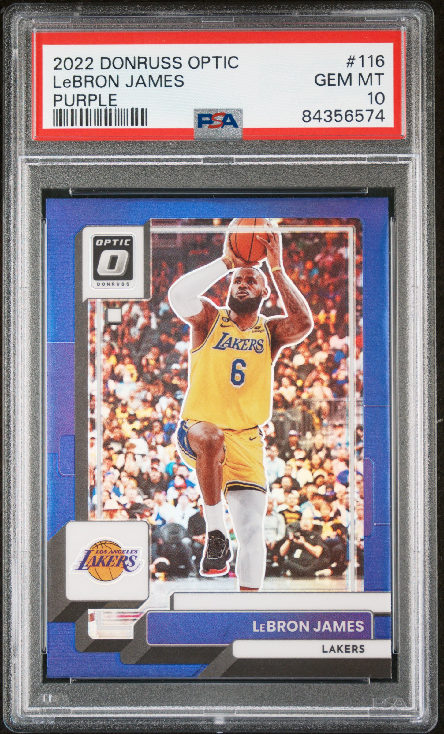 2022 Panini Donruss Optic Purple 116 LeBron James – PSA GEM MT 10