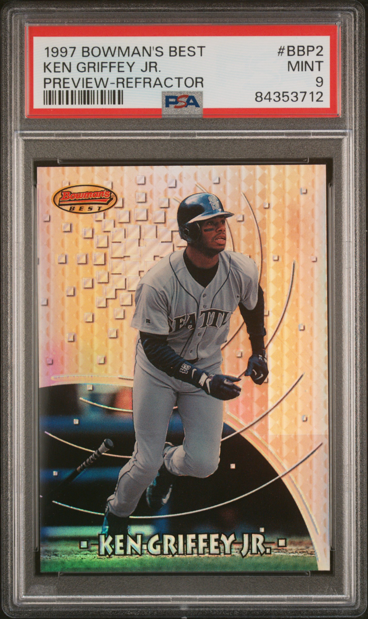 1997 BOWMAN'S BEST PREVIEW #BBP2 KEN GRIFFEY JR. PREVIEW-REFRACTOR