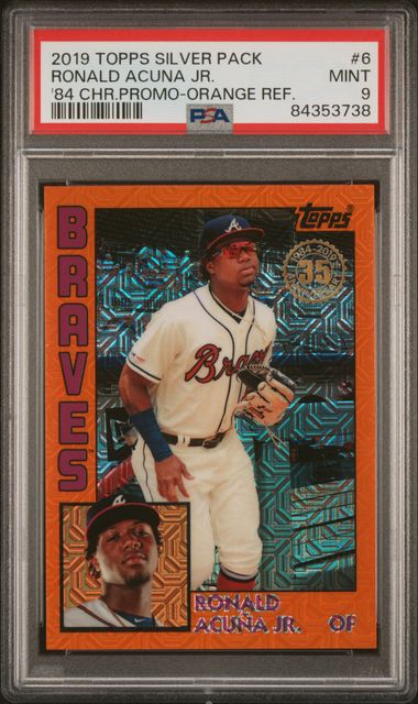 2019 Topps Silver Pack 1984 Chrome Promo Ronald Acuna Jr. #6 ('84 Chr.promo-Orange Ref.) Mint 9 front
