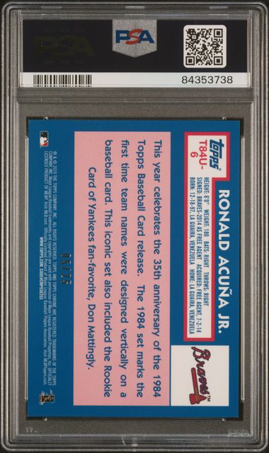 2019 Topps Silver Pack 1984 Chrome Promo Ronald Acuna Jr. #6 ('84 Chr.promo-Orange Ref.) Mint 9 back