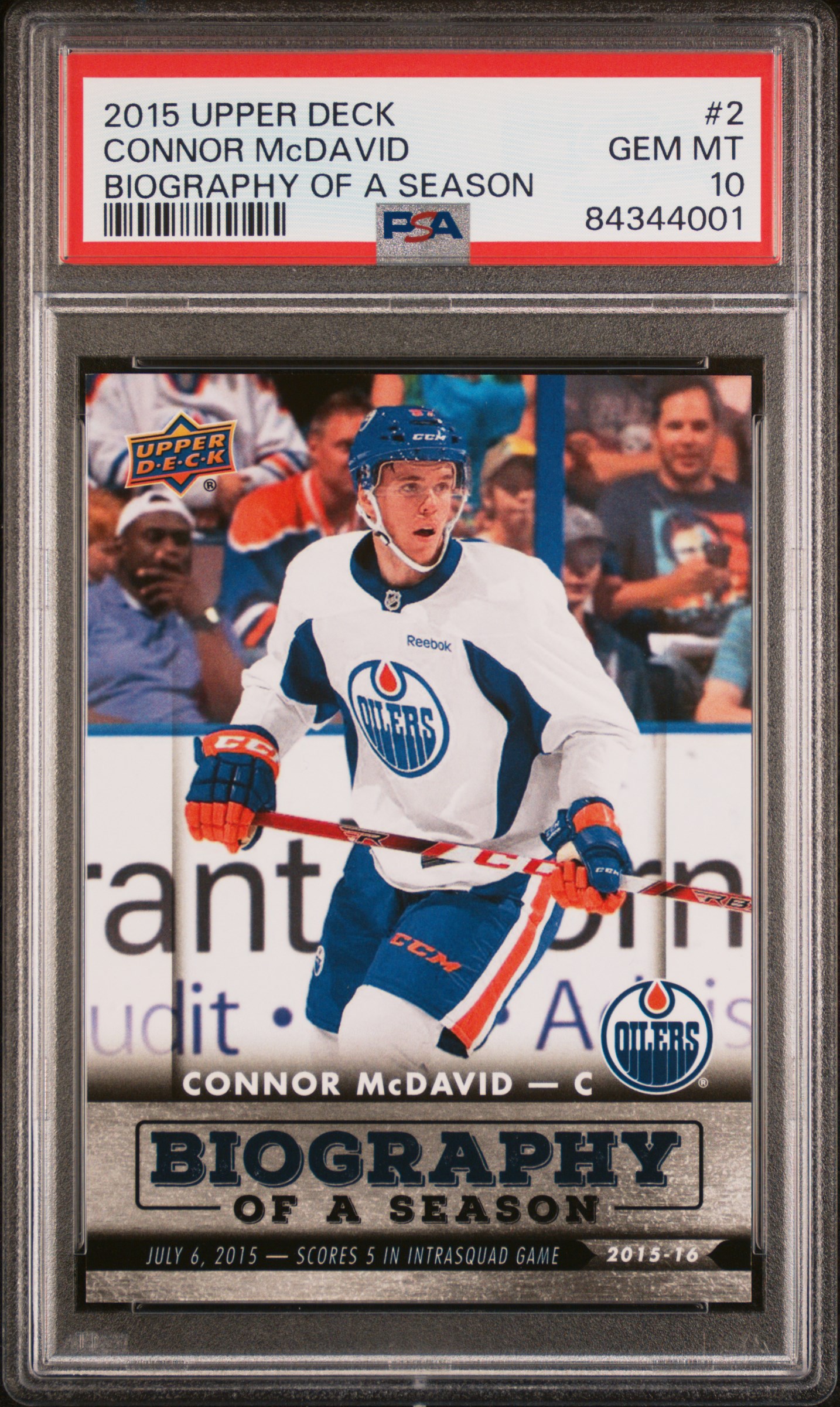2015 UPPER DECK BIOGRAPHY OF A SEASON #2 CONNOR McDAVID BIOGRAPHY OF A SEASON
