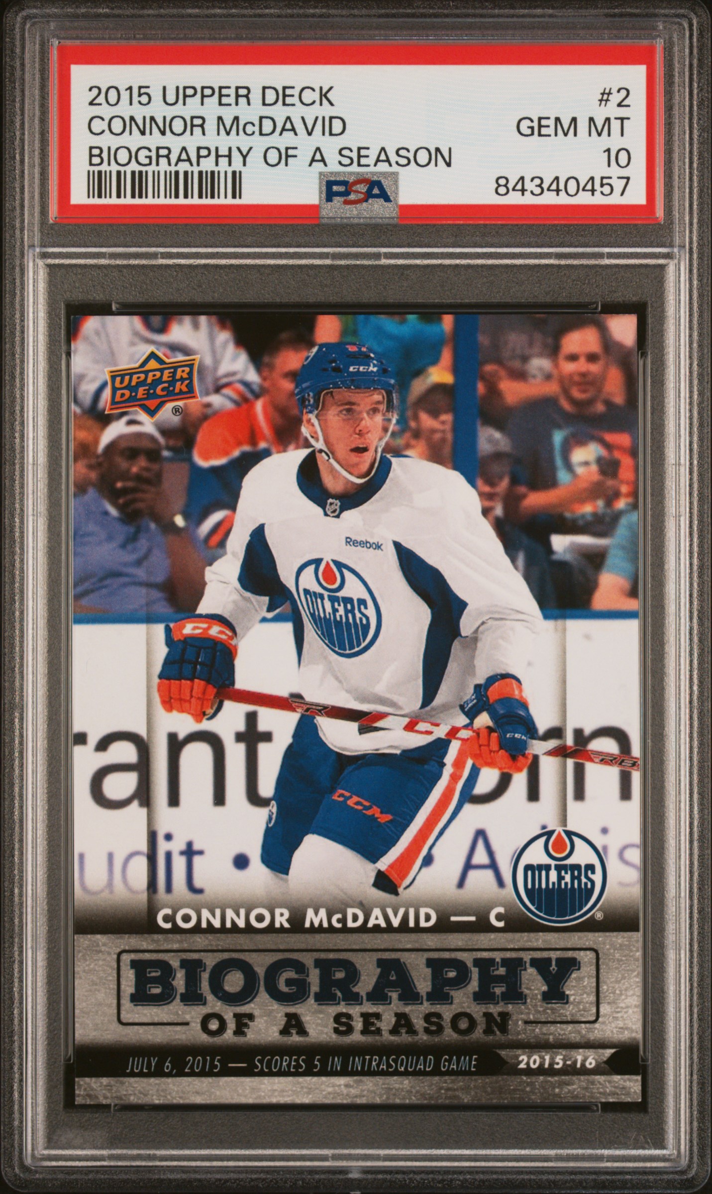 2015 UPPER DECK BIOGRAPHY OF A SEASON #2 CONNOR McDAVID BIOGRAPHY OF A SEASON