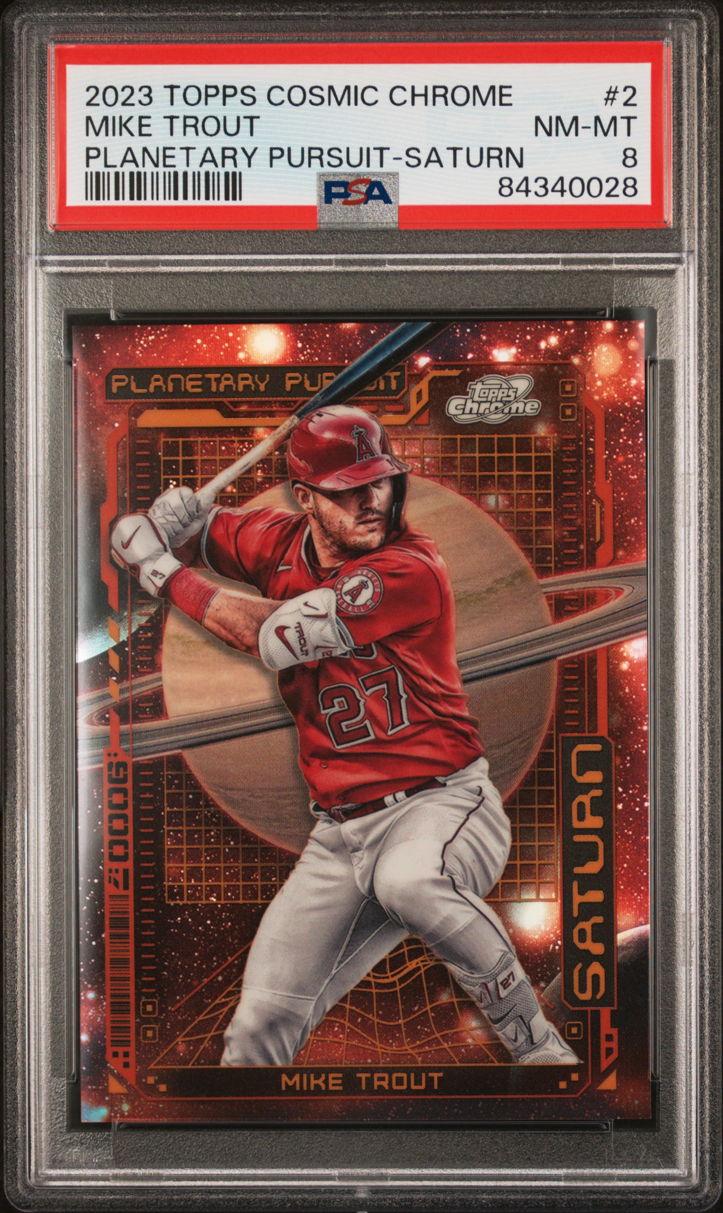 2023 TOPPS COSMIC CHROME PLANETARY PURSUIT #2 MIKE TROUT PLANETARY PURSUIT-SATURN