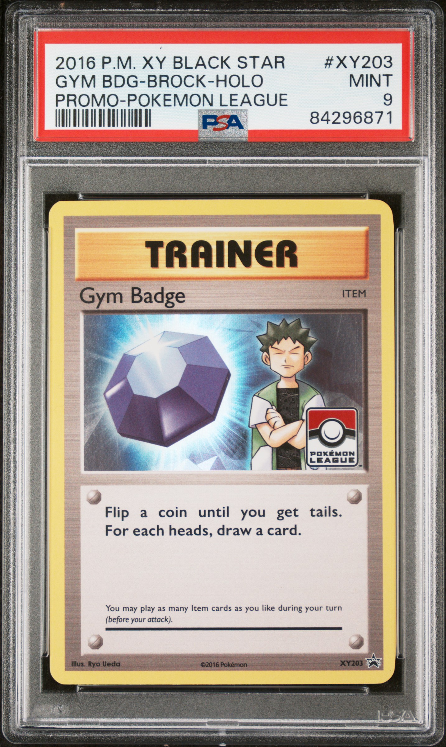 2016 POKEMON XY BLACK STAR PROMO #XY203 GYM BDG-BROCK-HOLO PROMO-POKEMON LEAGUE